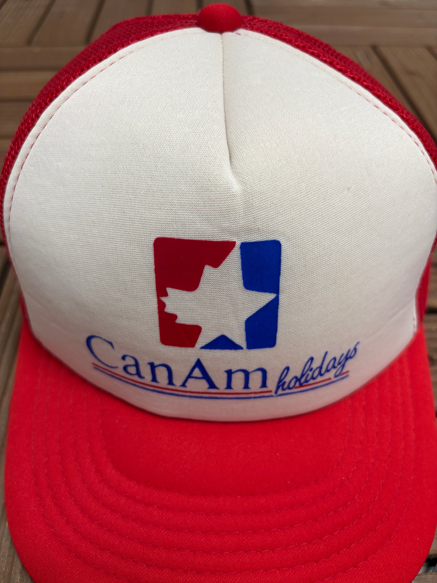 Can-Am Holidays Graphic Hat | Snap Back | Vintage 1990s White Trucker Cap |