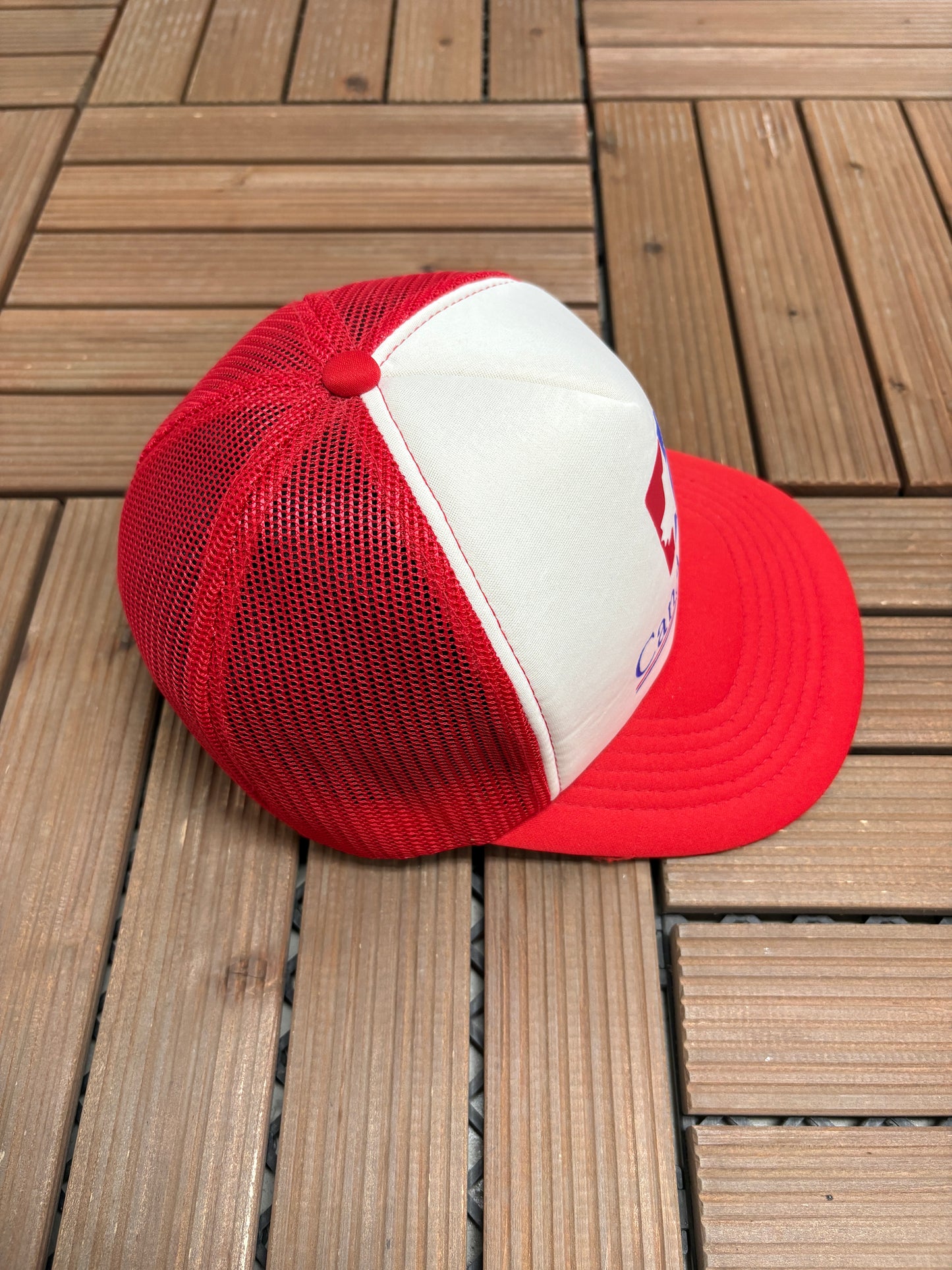 Can-Am Holidays Graphic Hat | Snap Back | Vintage 1990s White Trucker Cap |