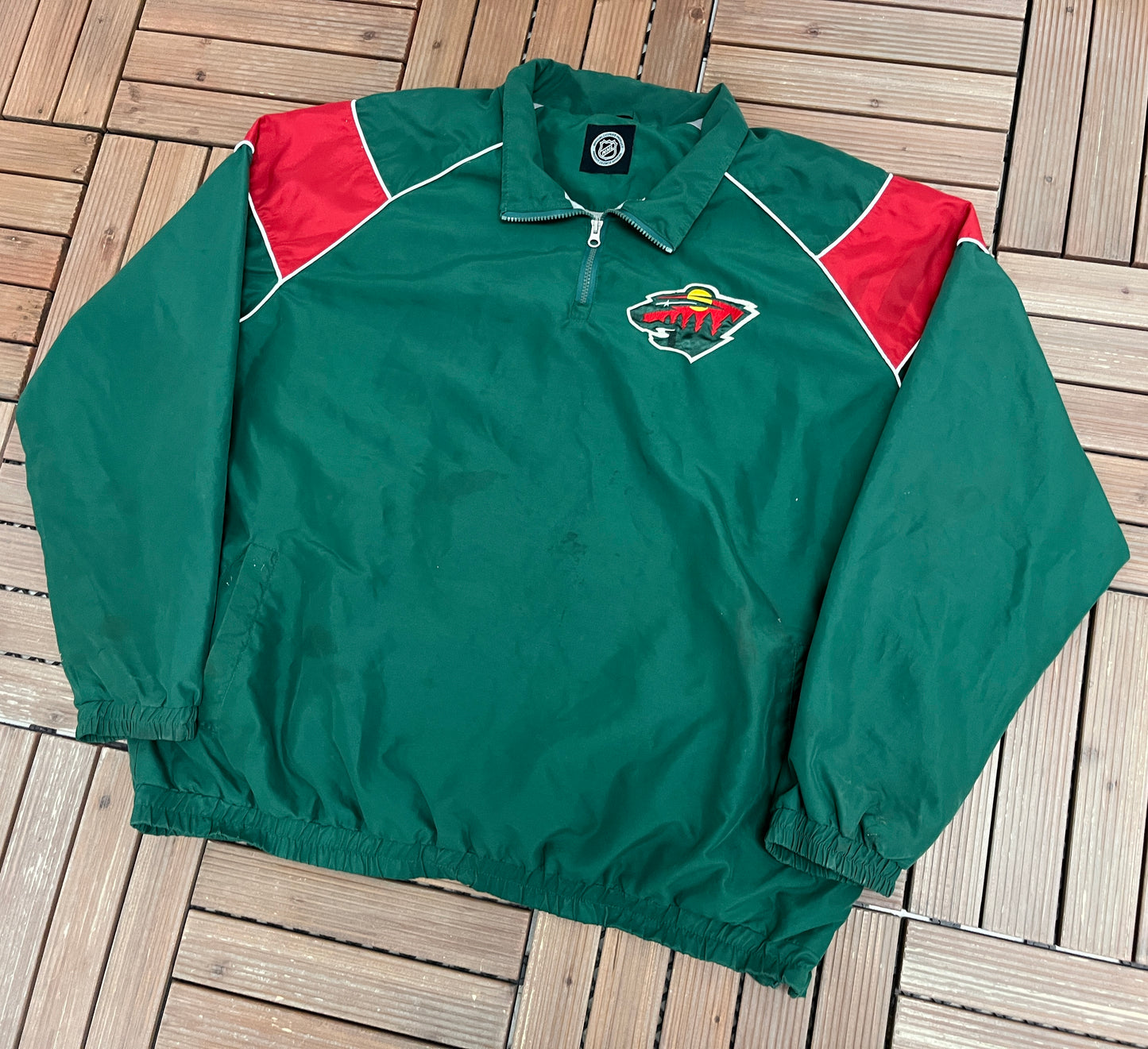 Minnesota Wild Graphic Windbreaker | Size XX-Large | Vintage 2000s NHL Hockey Green Jacket |