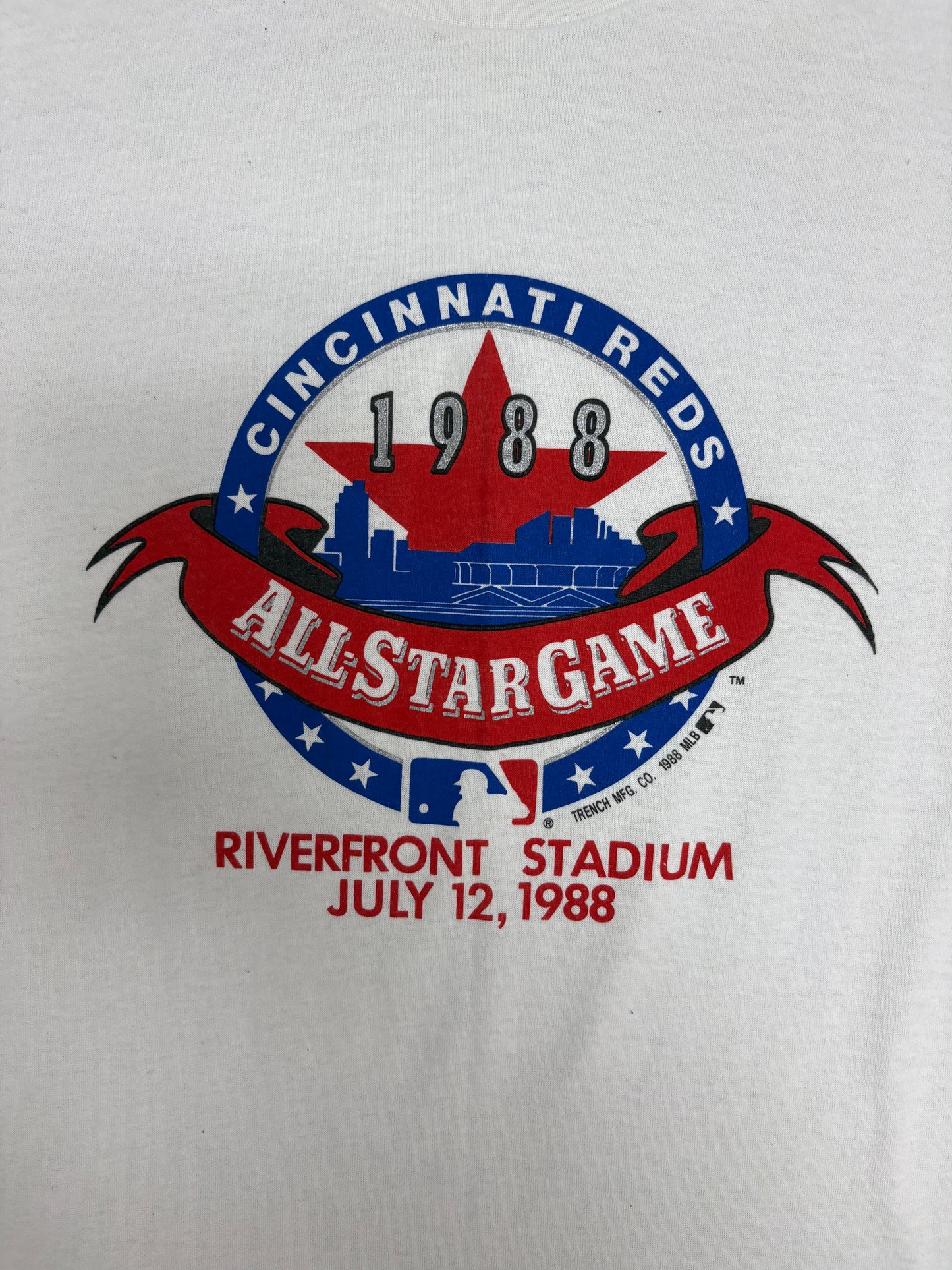 Cincinnati Reds All-Star Game 1988 Graphic Tee | Size Small | Vintage 1980s MLB Baseball White T-Shirt |
