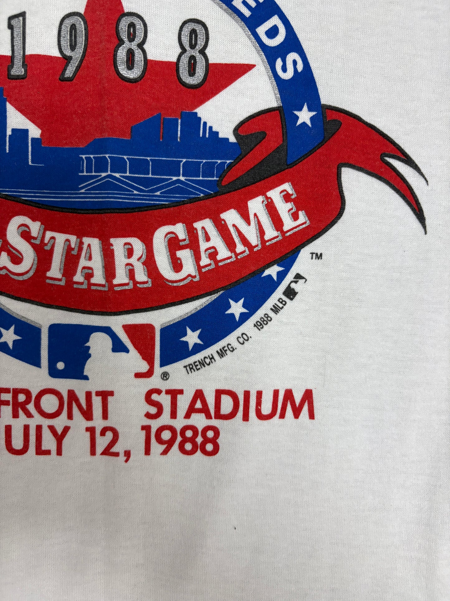 Cincinnati Reds All-Star Game 1988 Graphic Tee | Size Small | Vintage 1980s MLB Baseball White T-Shirt |