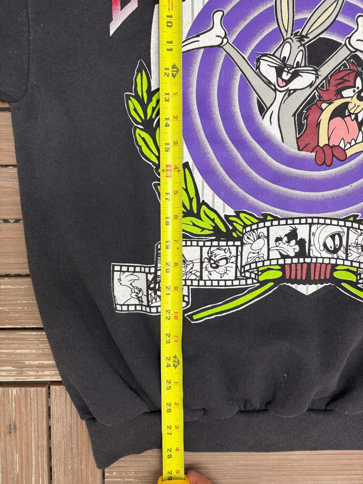 Looney Tunes Bugs Bunny & Taz Graphic Crewneck | Size XX-Large | Vintage 1990s Black Cartoon Sweater |