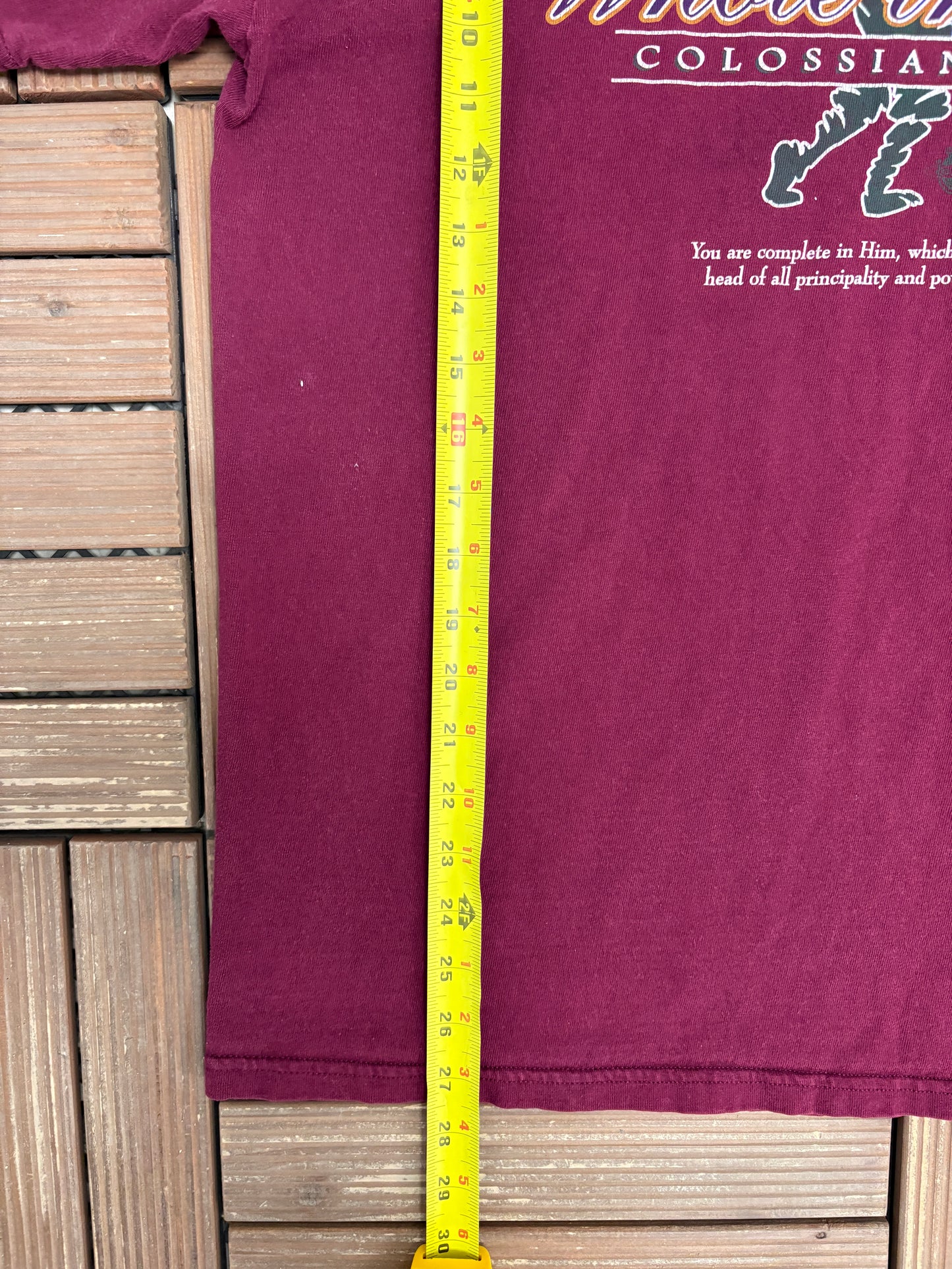 Whole In One Colossians 2:10 Graphic Tee | Size Large | Vintage 2000s Religion Red T-Shirt |