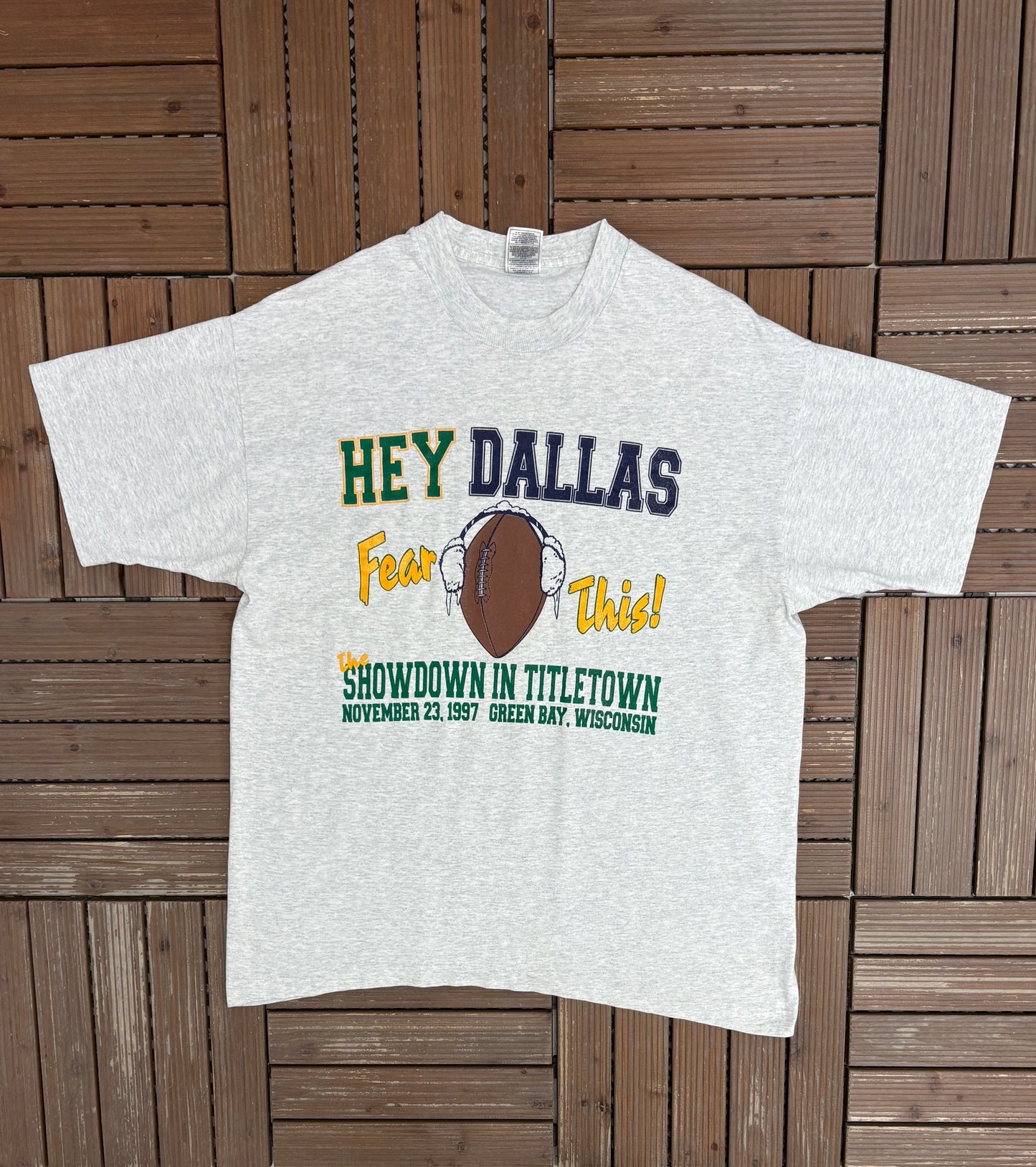 Green Bay Packers Showdown In Titletown Graphic Tee | Size X-Large | Vintage 1990s NFL Football Grey T-Shirt |
