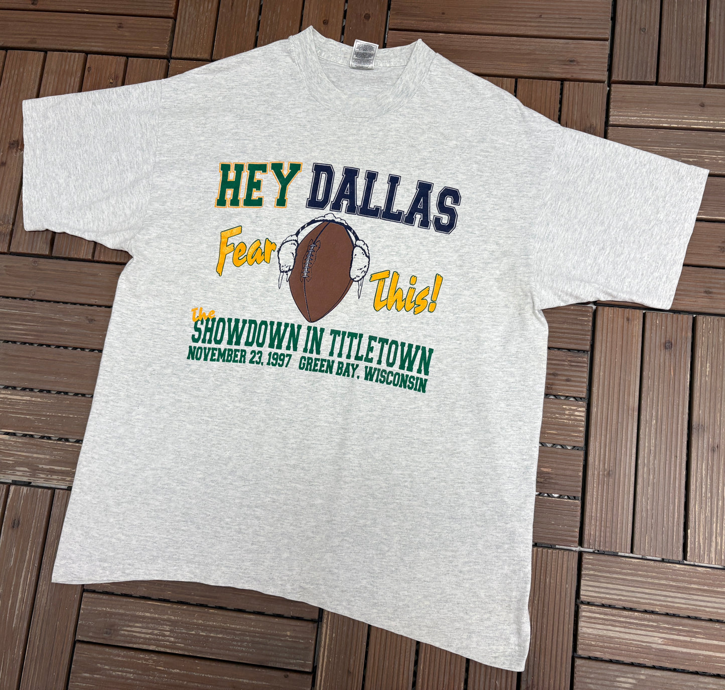 Green Bay Packers Showdown In Titletown Graphic Tee | Size X-Large | Vintage 1990s NFL Football Grey T-Shirt |
