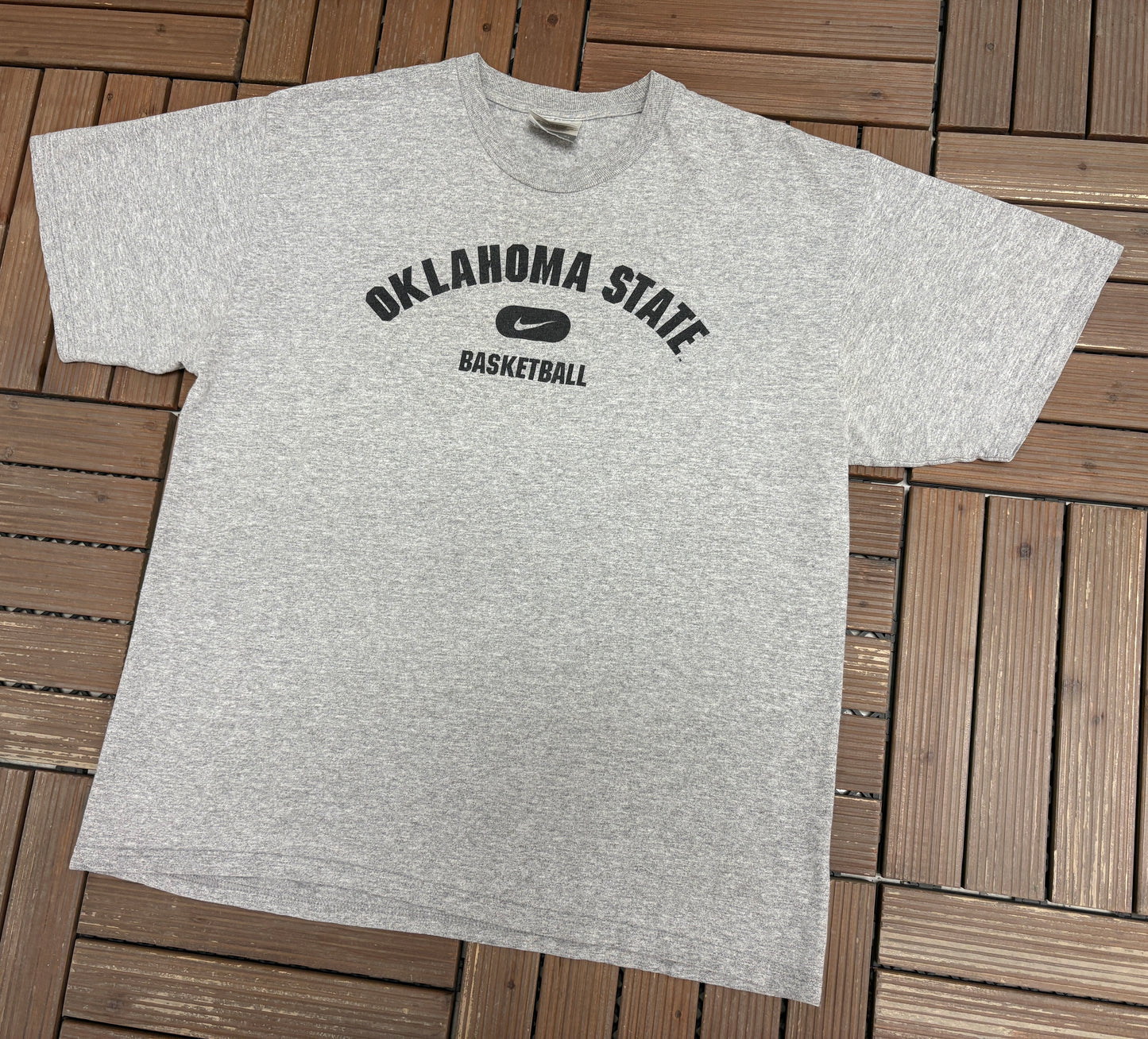 Oklahoma State Cowboys Basketball Graphic Tee | Size Large | Vintage 2000s College Nike Grey T-Shirt |