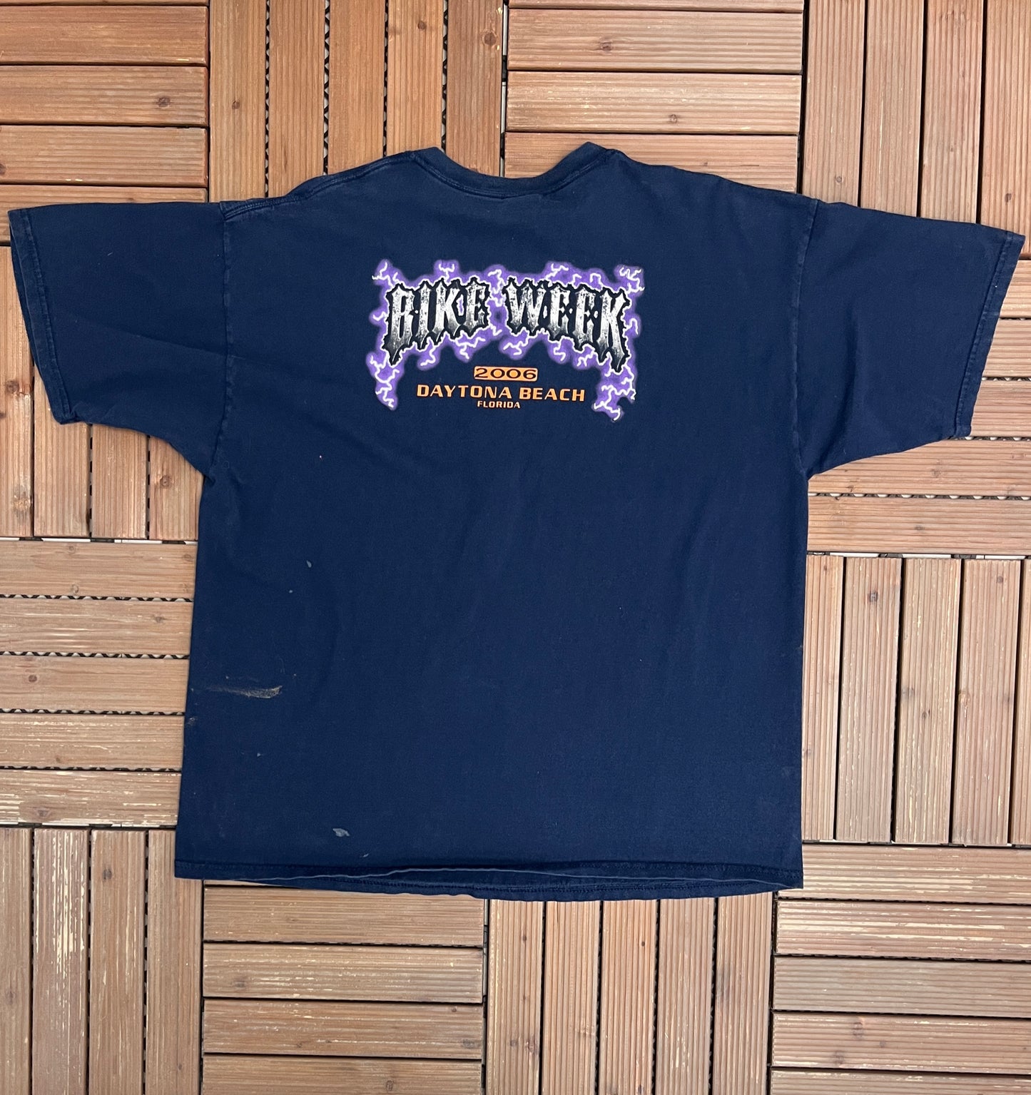 Daytona Bike Week 2006 Graphic Tee | Size XX-Large | Vintage 2000s Motorcycle Biker Blue T-Shirt |