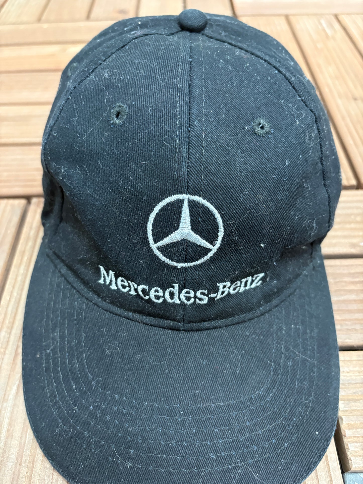 Mercedes-Benz Embroidered Graphic Hat | Metal Clasp | Vintage 2000s Promotional Black Cap |