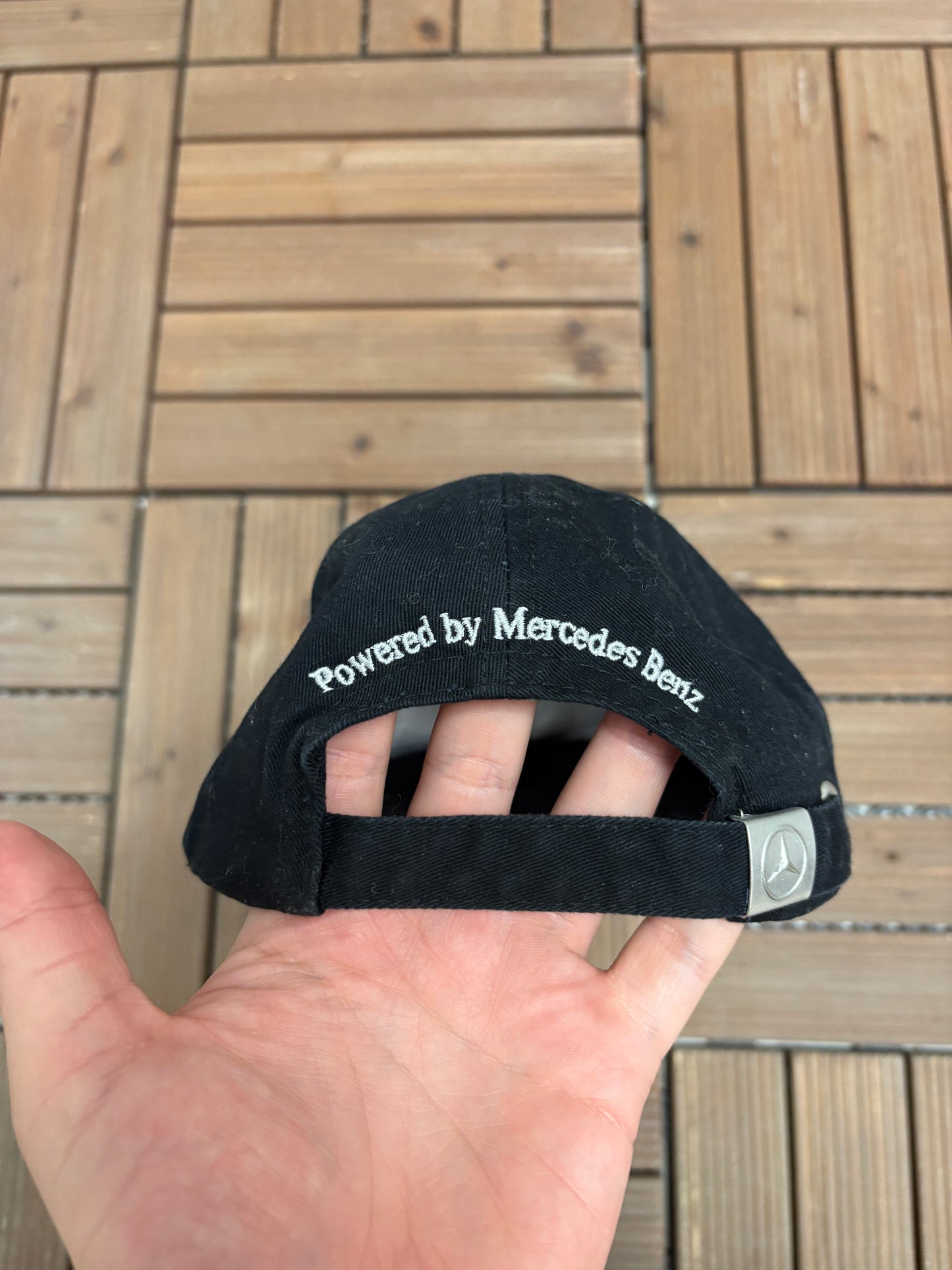 Mercedes-Benz Embroidered Graphic Hat | Metal Clasp | Vintage 2000s Promotional Black Cap |
