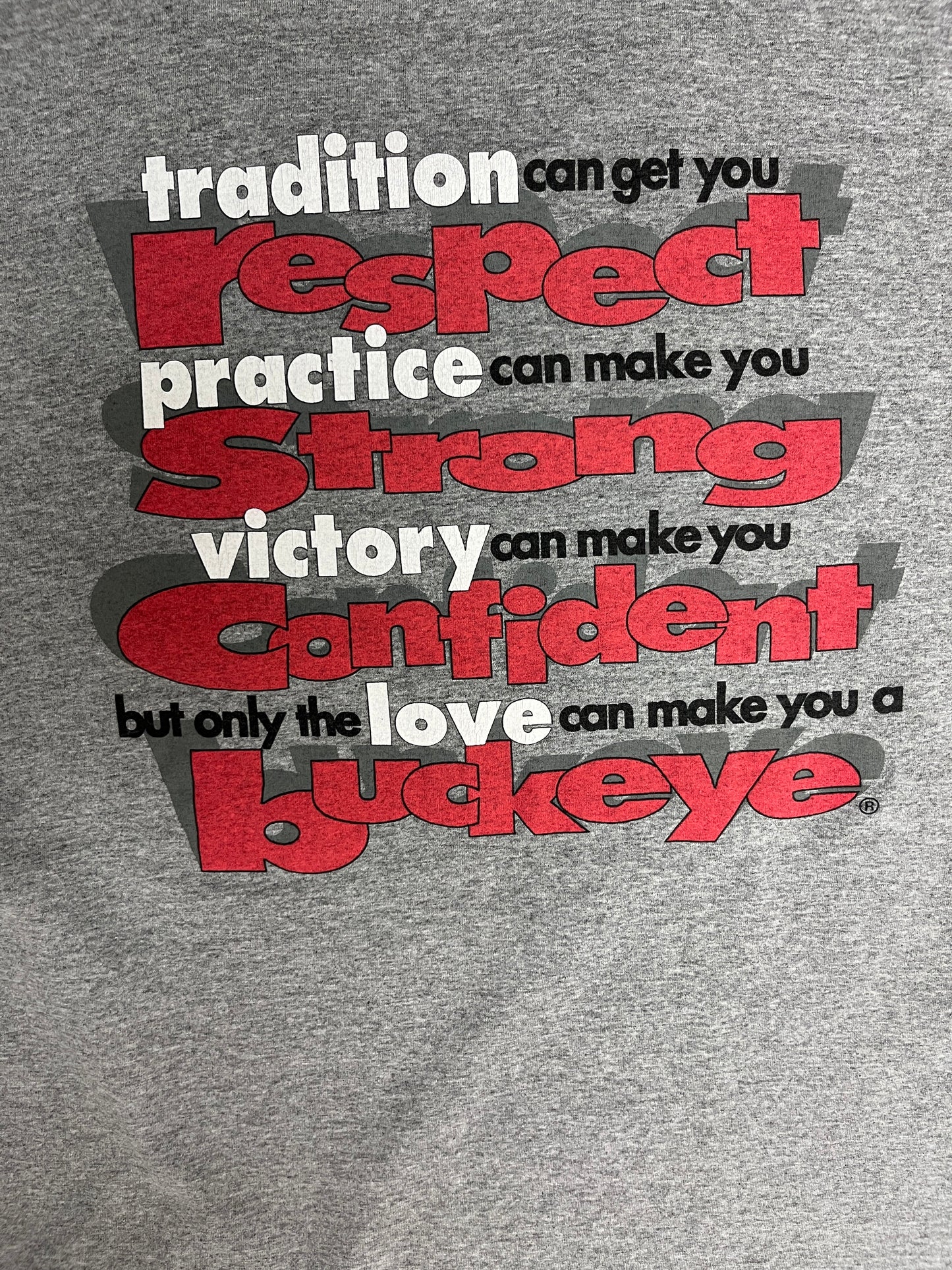 Ohio State Buckeyes We Got The Love Graphic Tee | Size X-Large | Vintage 1990s College Grey T-Shirt |