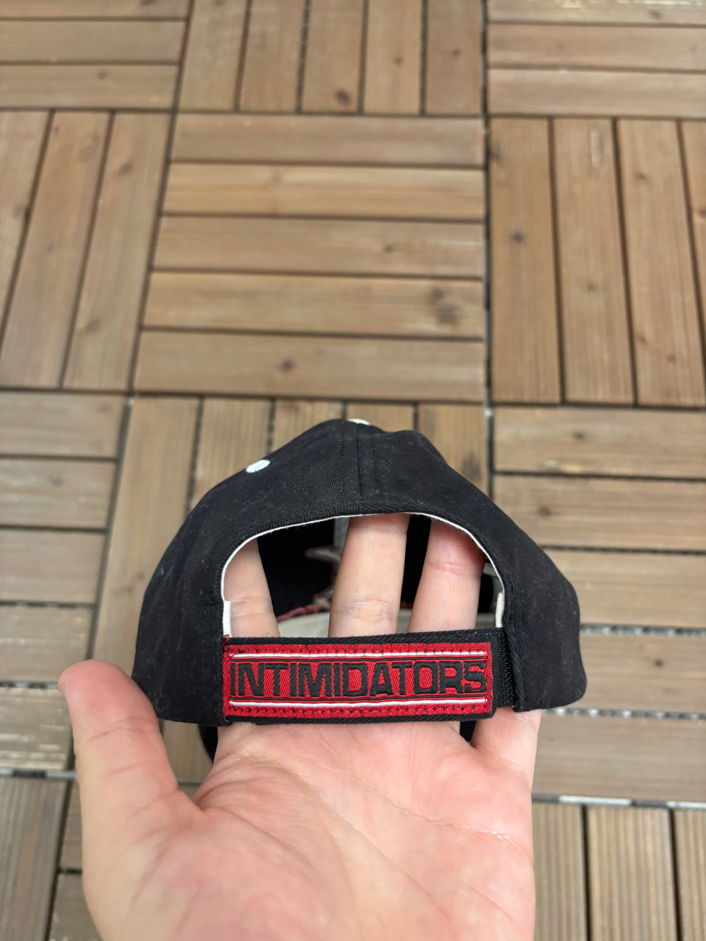 Kannapolis Intimidators Graphic Hat | Strap Back | Vintage 2000s MiLB Baseball Black Cap |