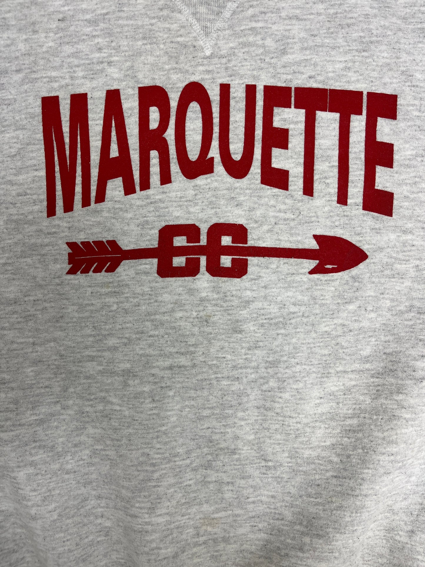 Marquette Golden Eagles Graphic Crewneck | Size Large | Vintage 1990s Russell Athletic College Sports Grey Sweater |