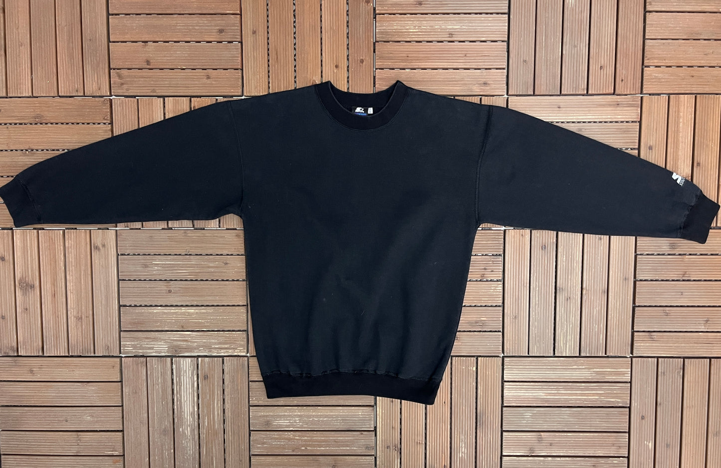 Starter One Pound Fleece Black Crewneck | Size Medium | Vintage 1990s Black Blank Sweater |
