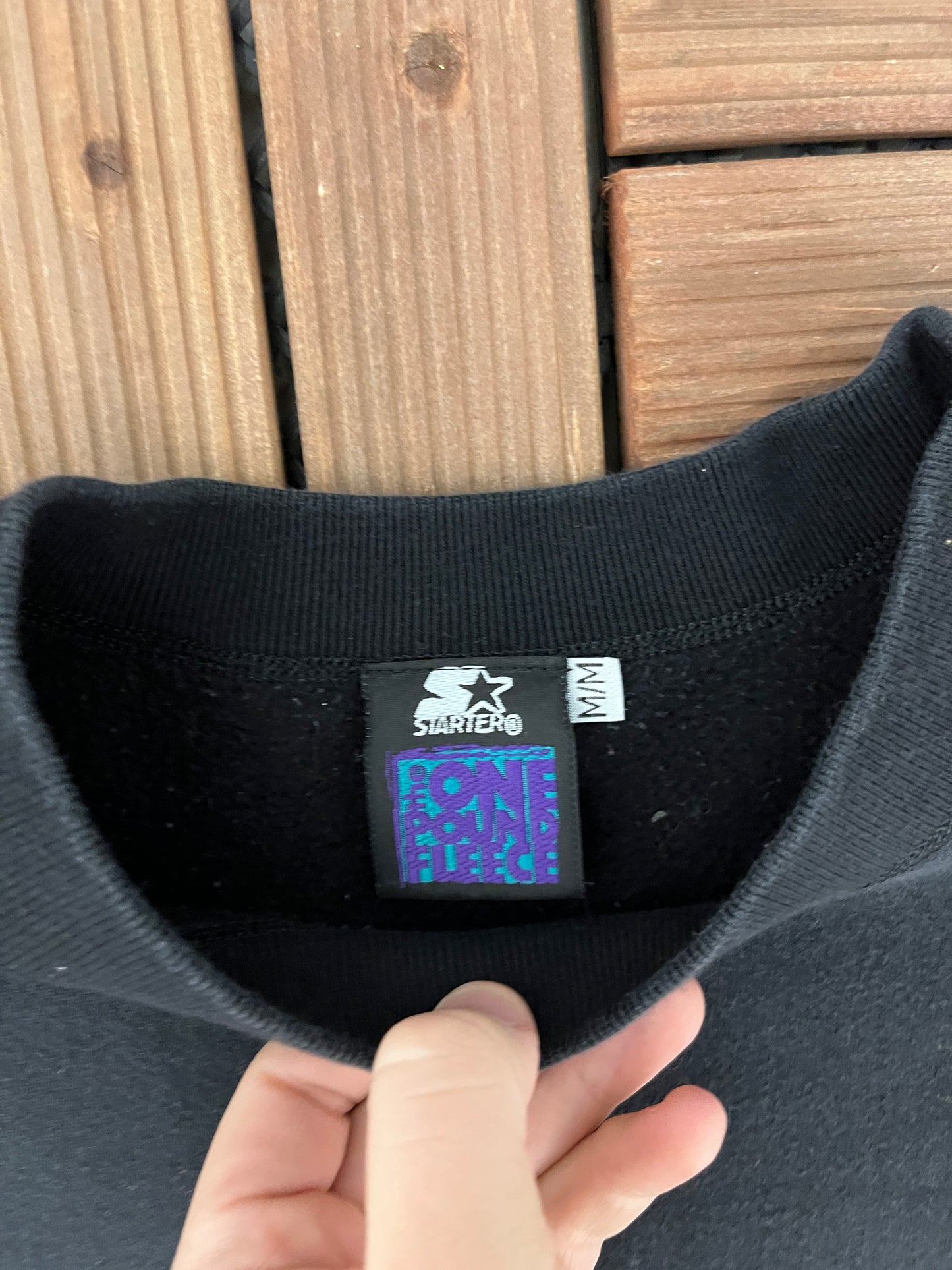 Starter One Pound Fleece Black Crewneck | Size Medium | Vintage 1990s Black Blank Sweater |