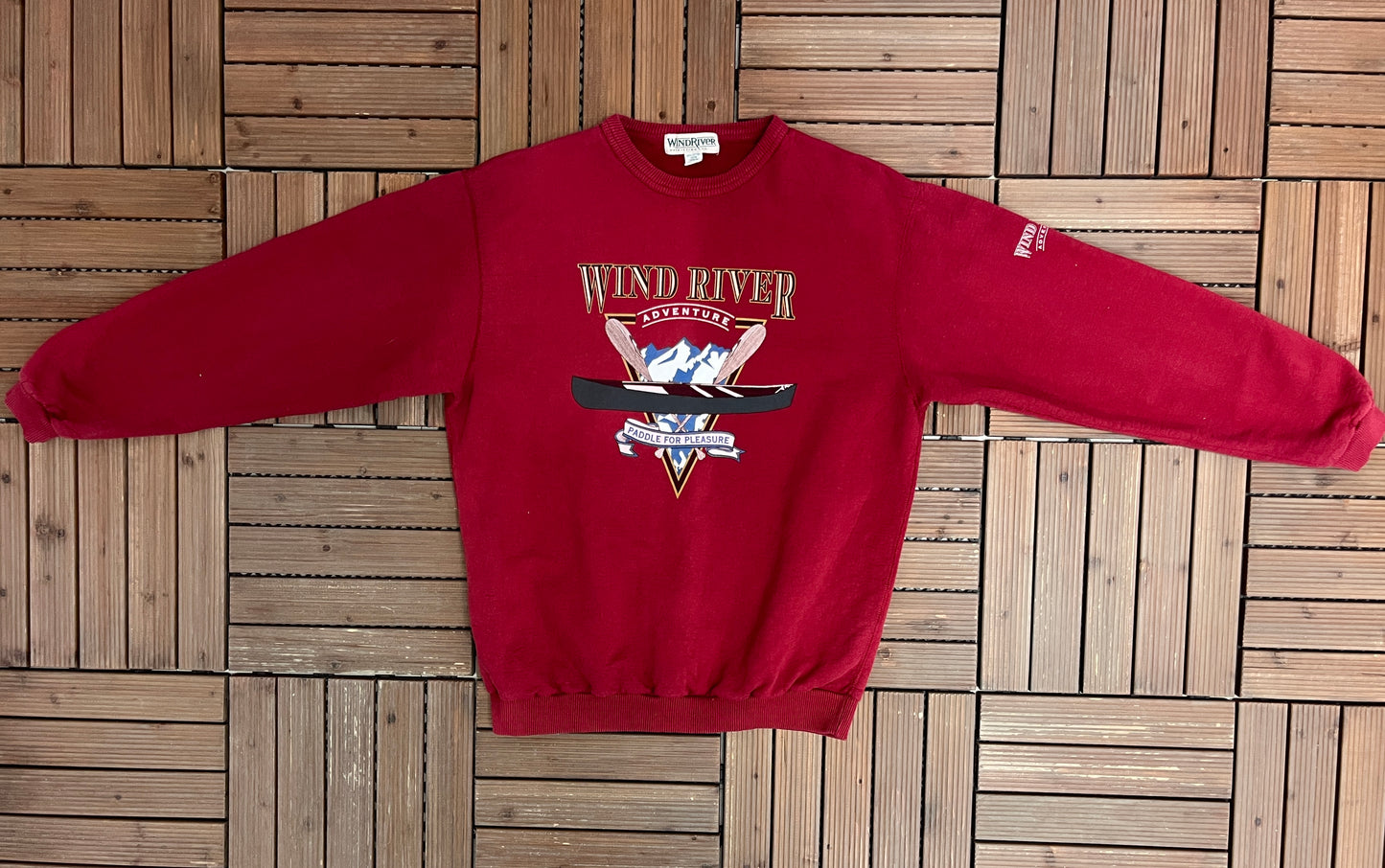 Wind River Adventure Graphic Crewneck | Size Medium | Vintage 1990s Branded Red Sweater |