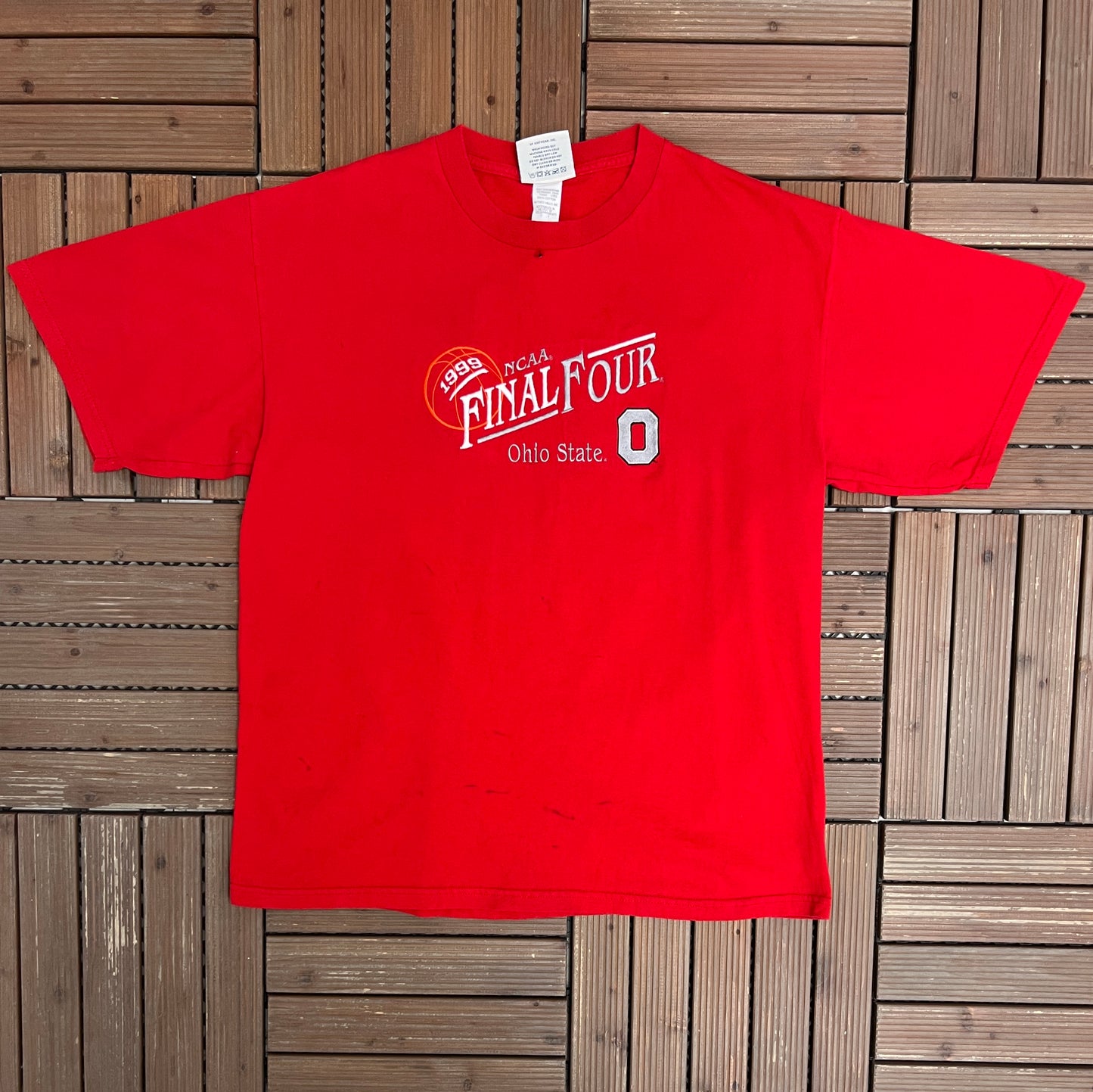 Ohio State Buckeyes 1999 Final Four Embroidered Graphic Tee | Size X-Large | Vintage 1990s College Sports Red T-Shirt |