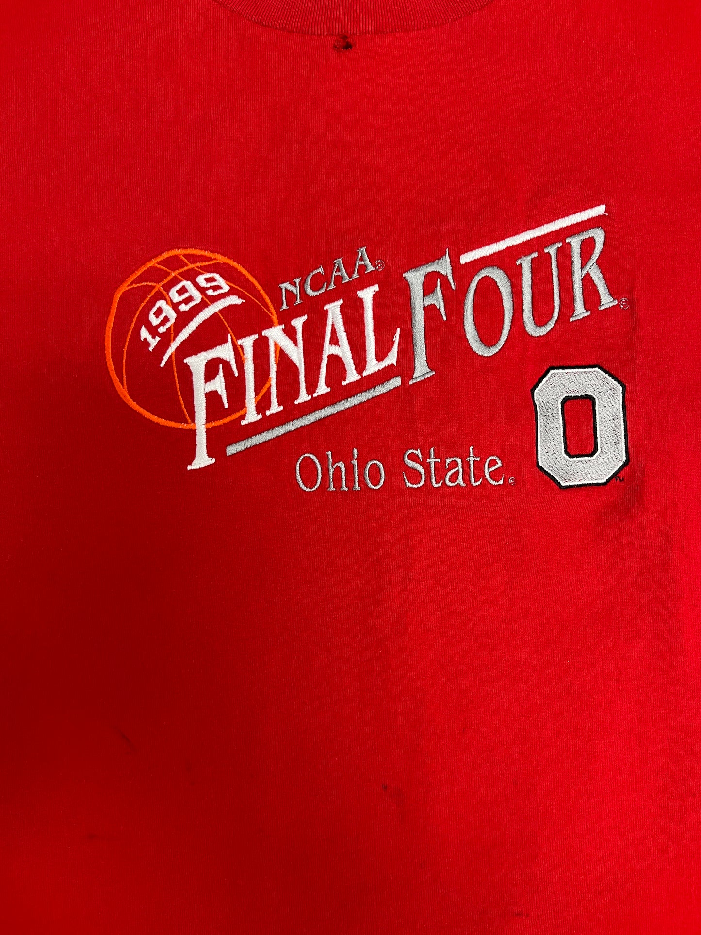 Ohio State Buckeyes 1999 Final Four Embroidered Graphic Tee | Size X-Large | Vintage 1990s College Sports Red T-Shirt |