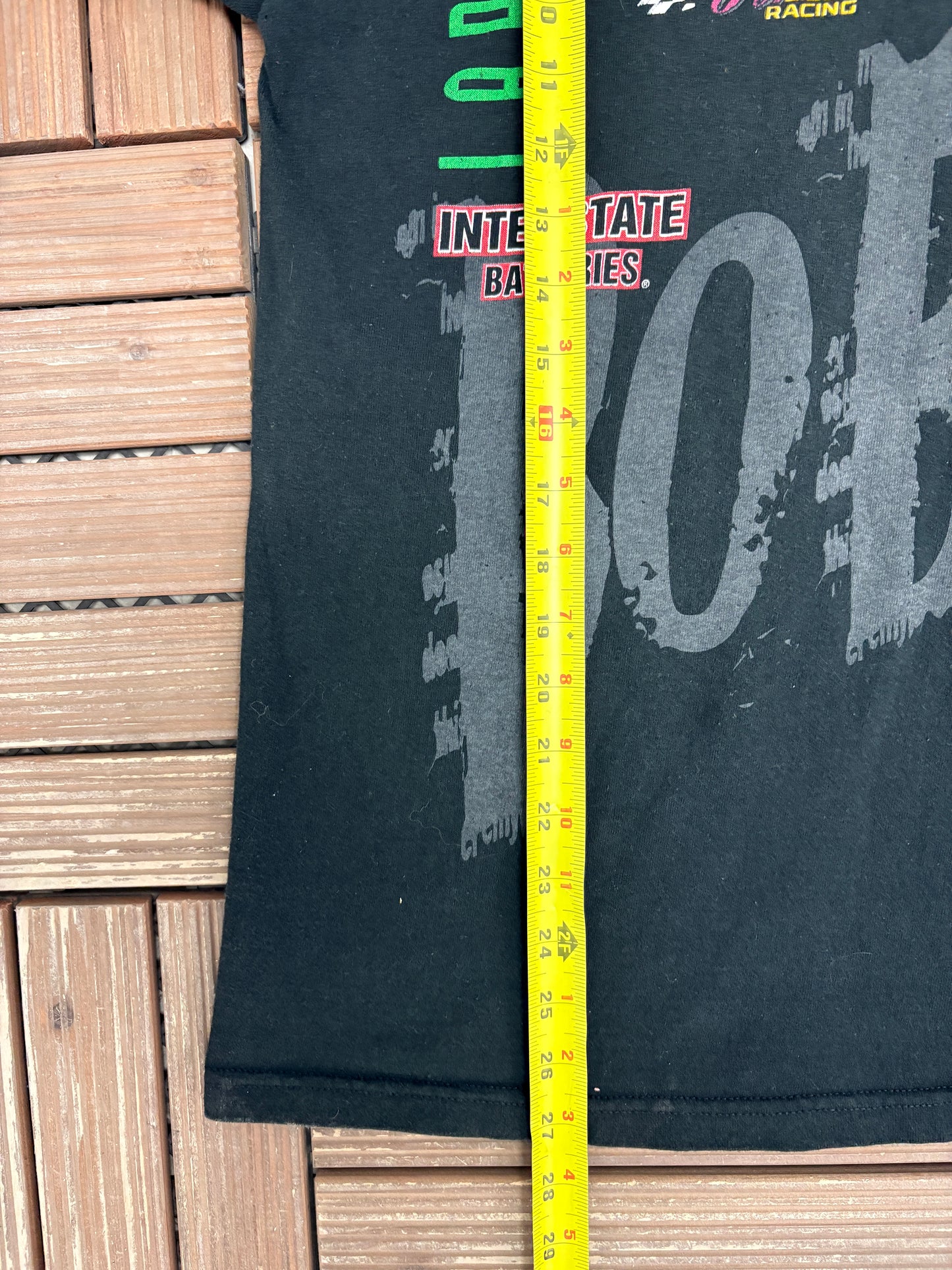 Bobby Labonte Interstate Batteries Graphic Tee | Size Large | Vintage 1990s Black Racing T-Shirt |