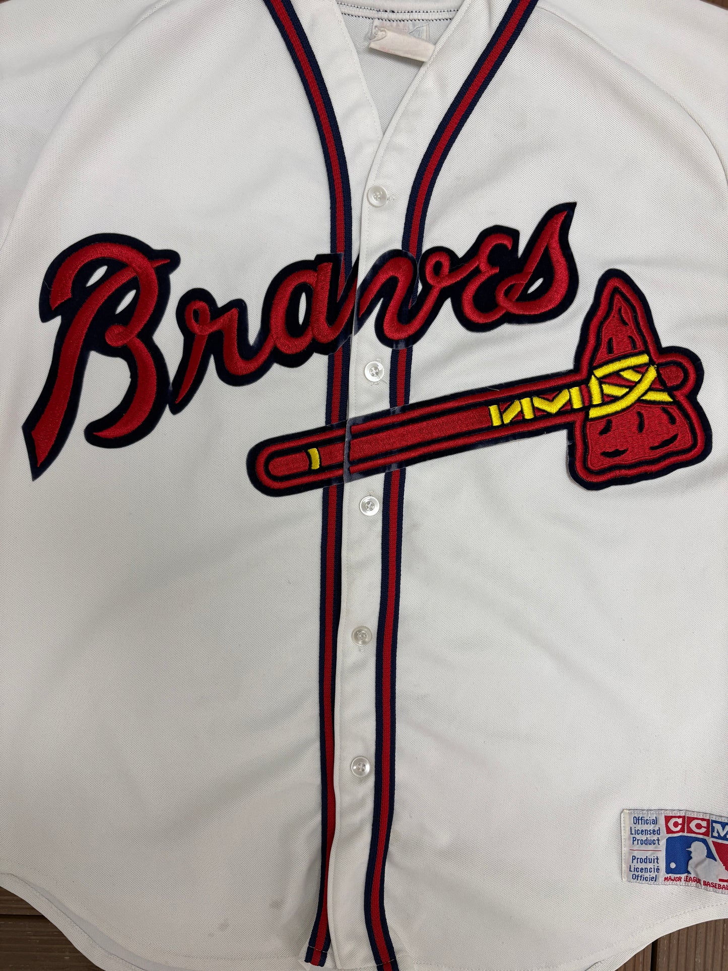 Atlanta Braves Stitched Baseball Jersey | Size Large | Vintage 1990s MLB Baseball White Jersey |