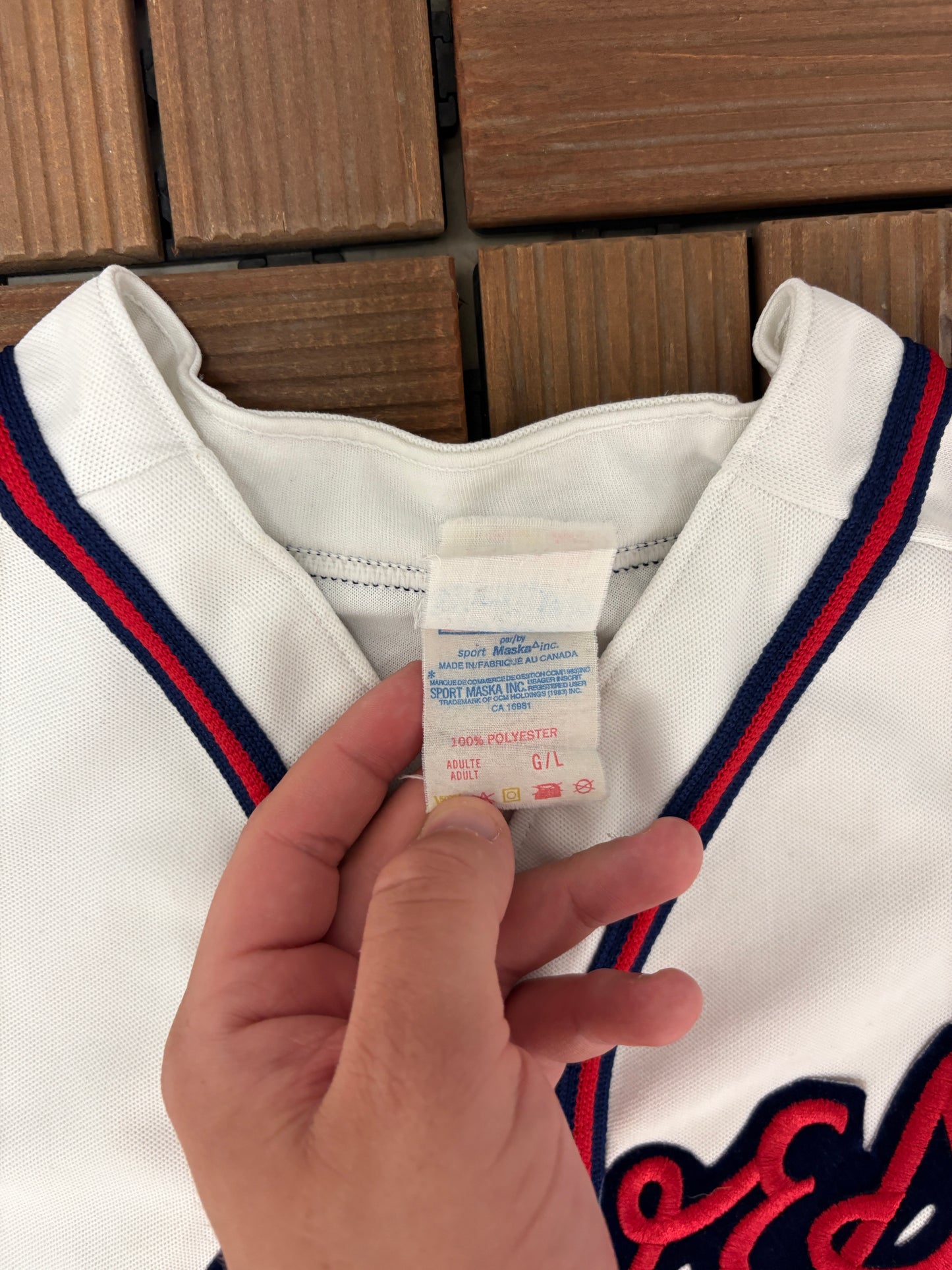 Atlanta Braves Stitched Baseball Jersey | Size Large | Vintage 1990s MLB Baseball White Jersey |