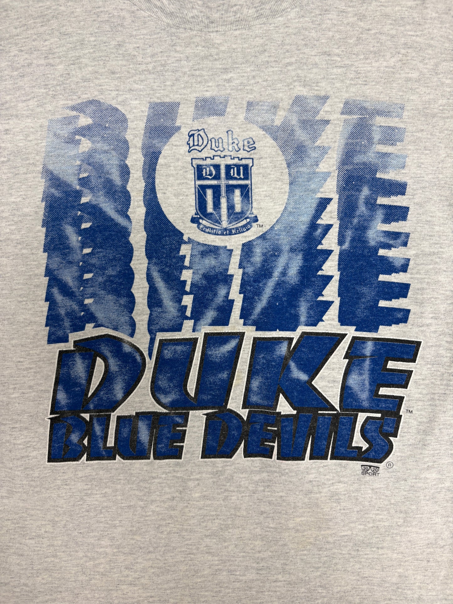 Duke Blue Devils Graphic Tee | Size Medium | Vintage 1990s College Basketball Grey Long Sleeve T-Shirt |