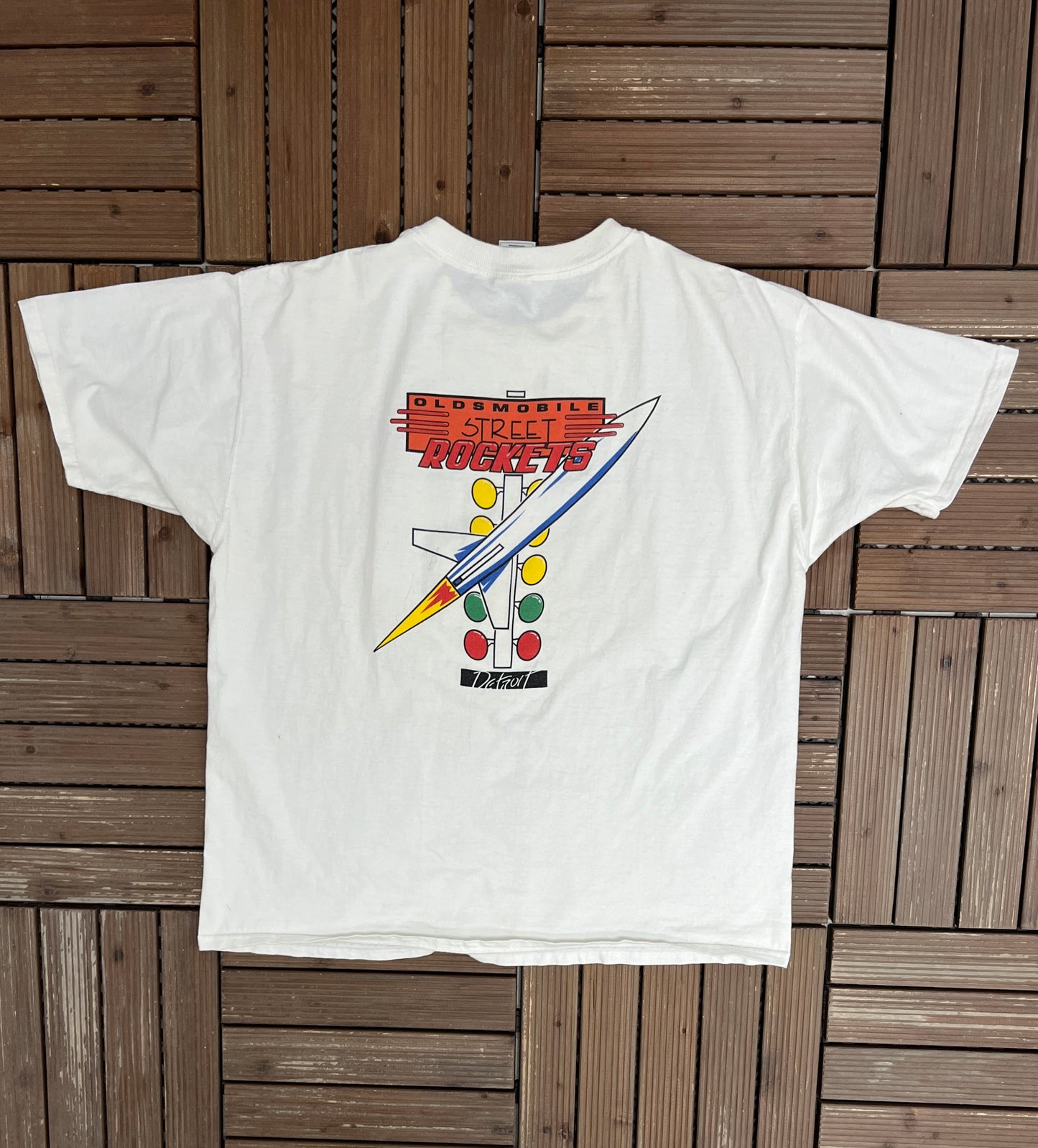Oldsmobile Street Rockets Detroit Graphic Tee | Size X-Large | Vintage 2000s Car White T-Shirt |