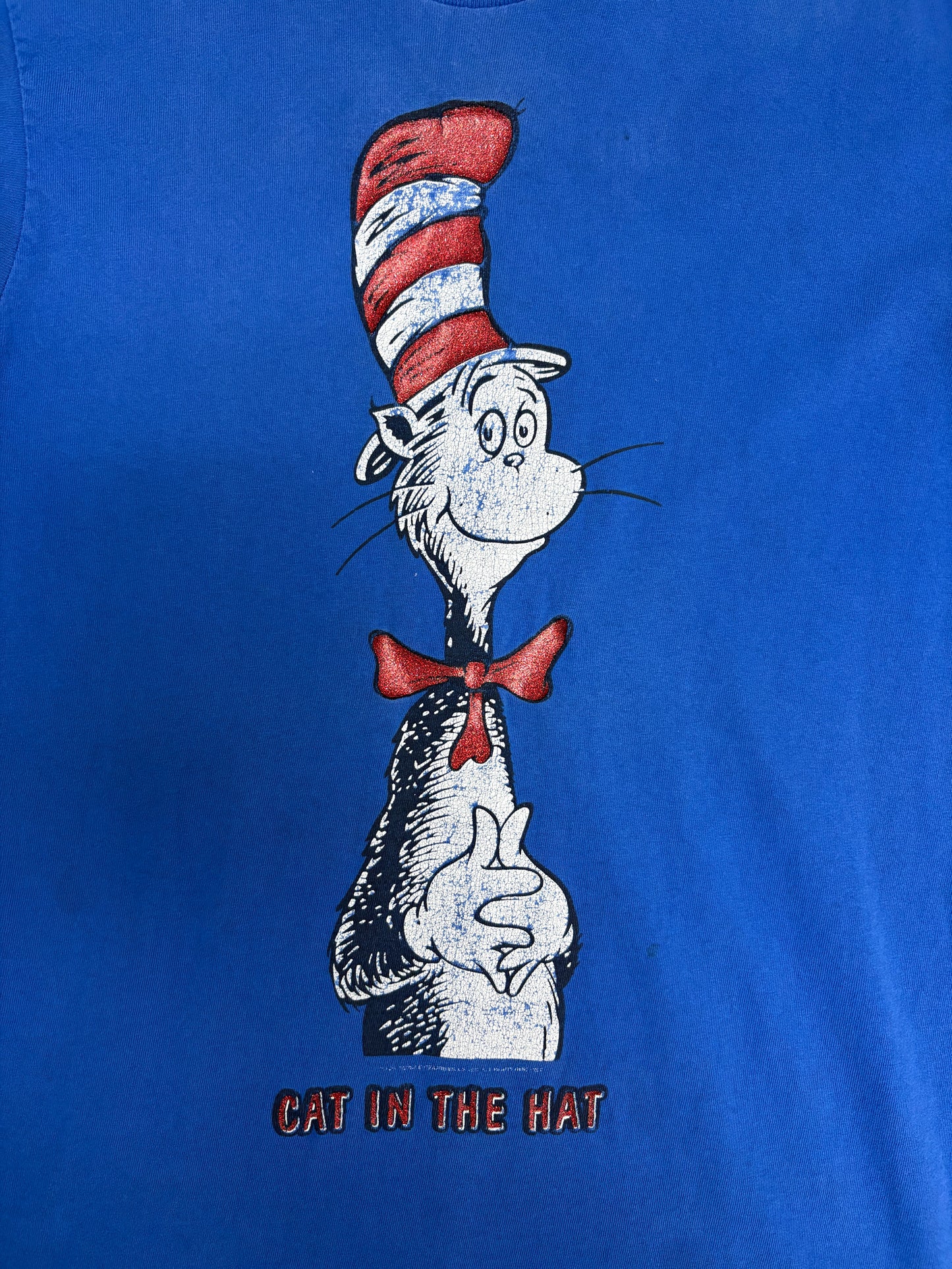 Cat In The Hat Dr. Seuss Graphic Tee | Size Bigger | Vintage 1990s Single Stitch Blue T-Shirt |