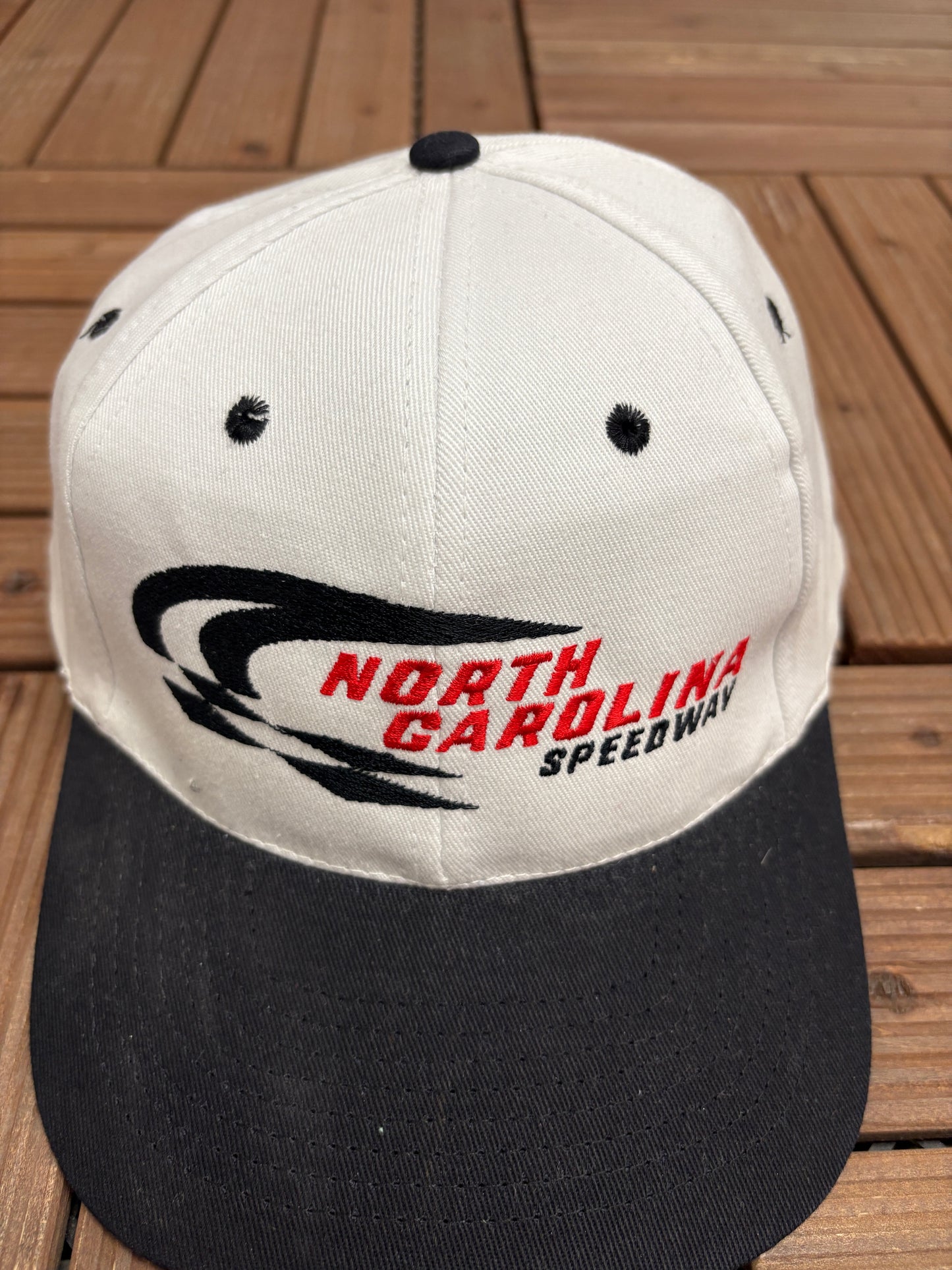 North Carolina Speedway Graphic Hat | Snap Back | Vintage 1990s White NASCAR Cap |