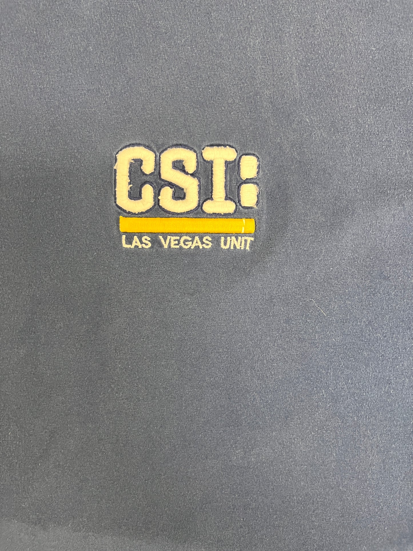 CSI: Las Vegas Unit Embroidered Graphic Tee | Size XX-Large | Vintage 2000s Promotional Blue T-Shirt |