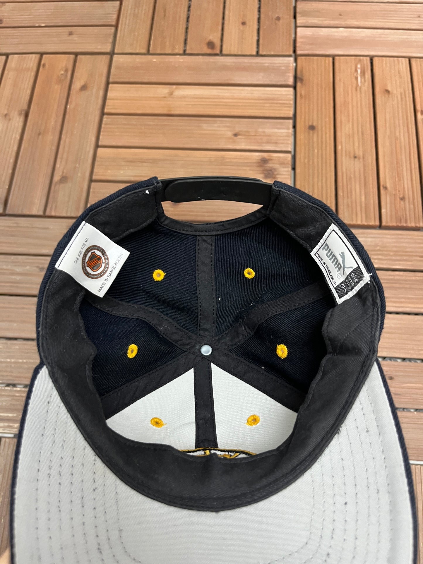 Boston Bruins Embroidered Graphic Hat | Snap Back | Vintage 1990s NHL Hockey Black Cap |