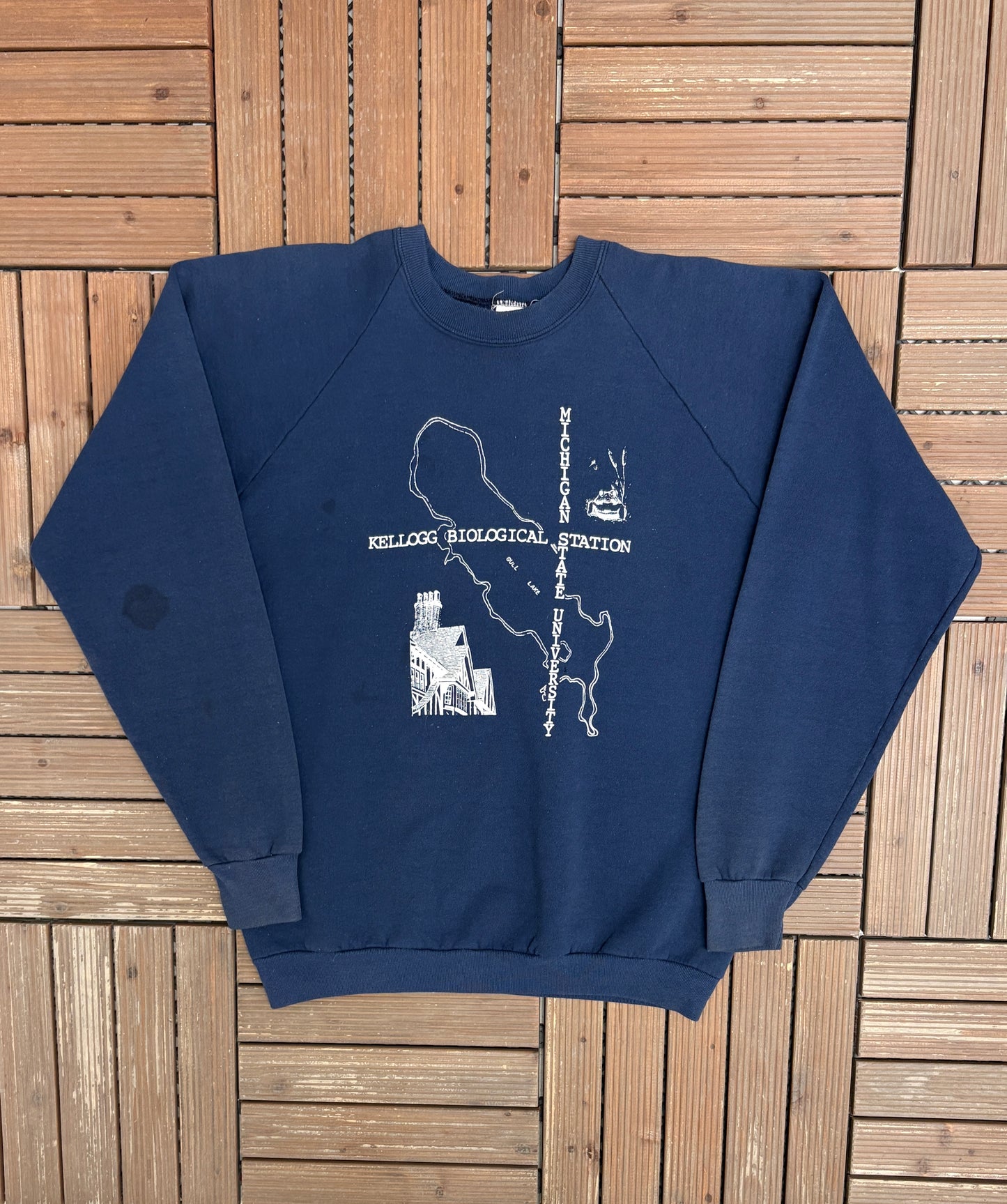 Kellogg Biological Station Michigan State University Graphic Crewneck | Size X-Large | Vintage 1980s College Blue Sweater |