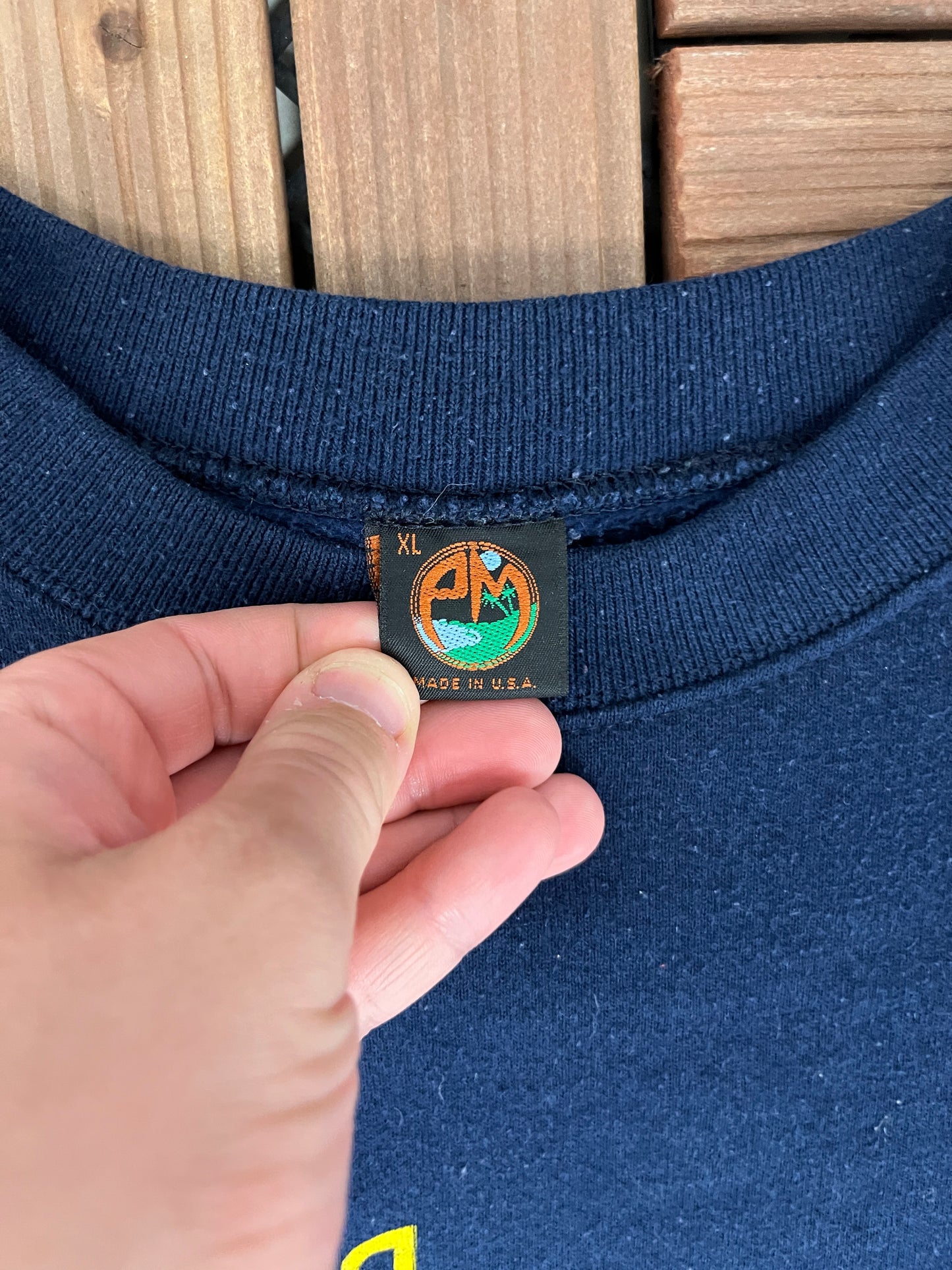 West Virginia Graphic Crewneck | Size X-Large | Vintage 1990s Tourist Made in USA Blue Sweater |