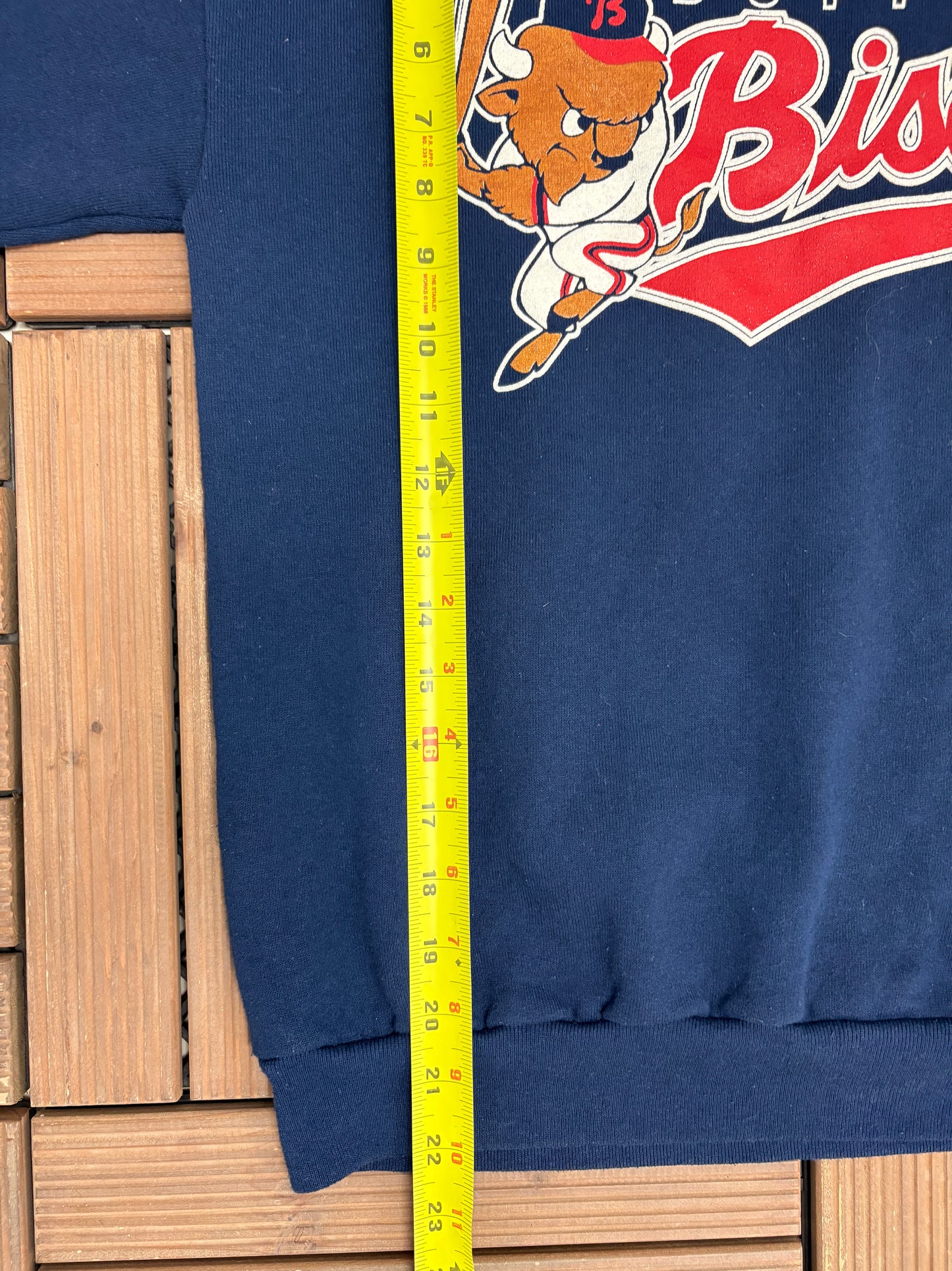 Buffalo Bisons Graphic Crewneck | Size Small | Vintage 1990s MiLB Baseball Blue Sweater |