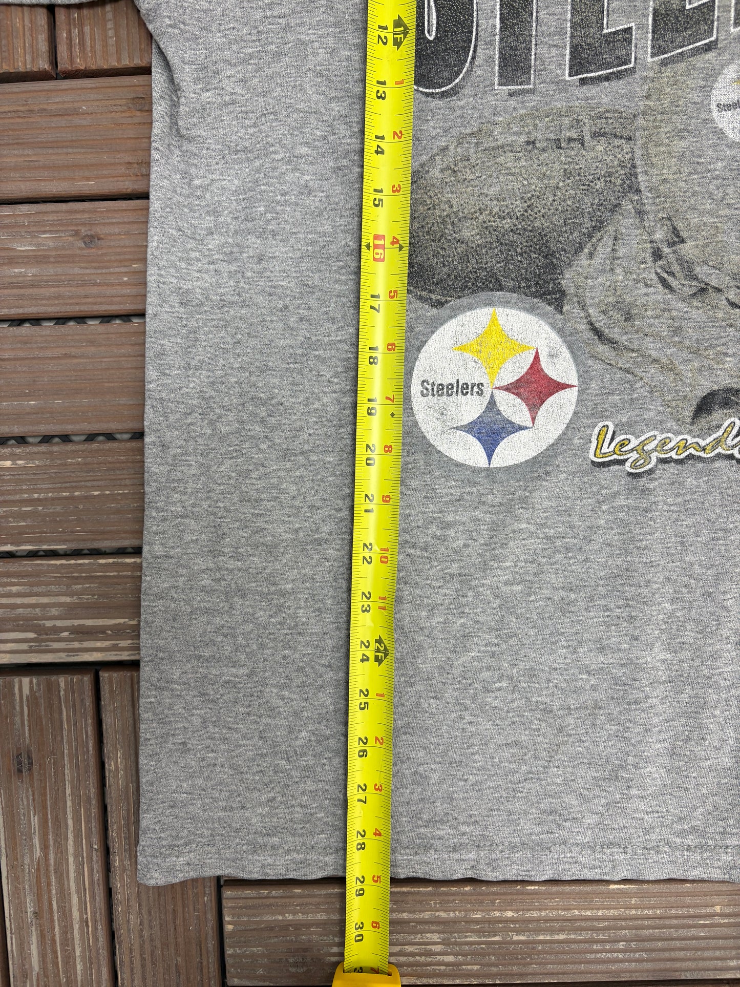 Pittsburgh Steelers Legends Of The Game Graphic Tee | Size Large | Vintage 1990s NFL Football Grey T-Shirt |