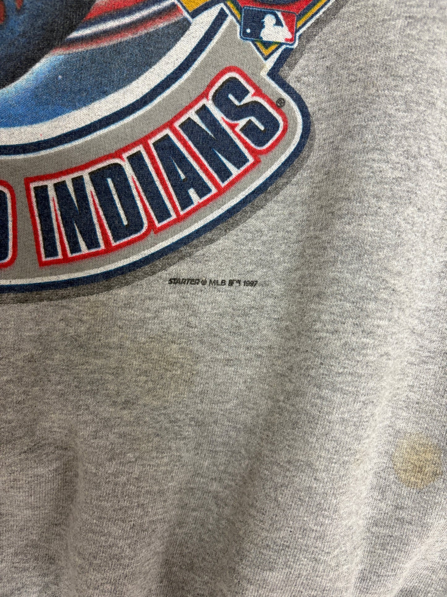 Cleveland Indians 1997 American League Champions Graphic Crewneck | Size X-Large | Vintage 1990s MLB Baseball Grey Sweater |