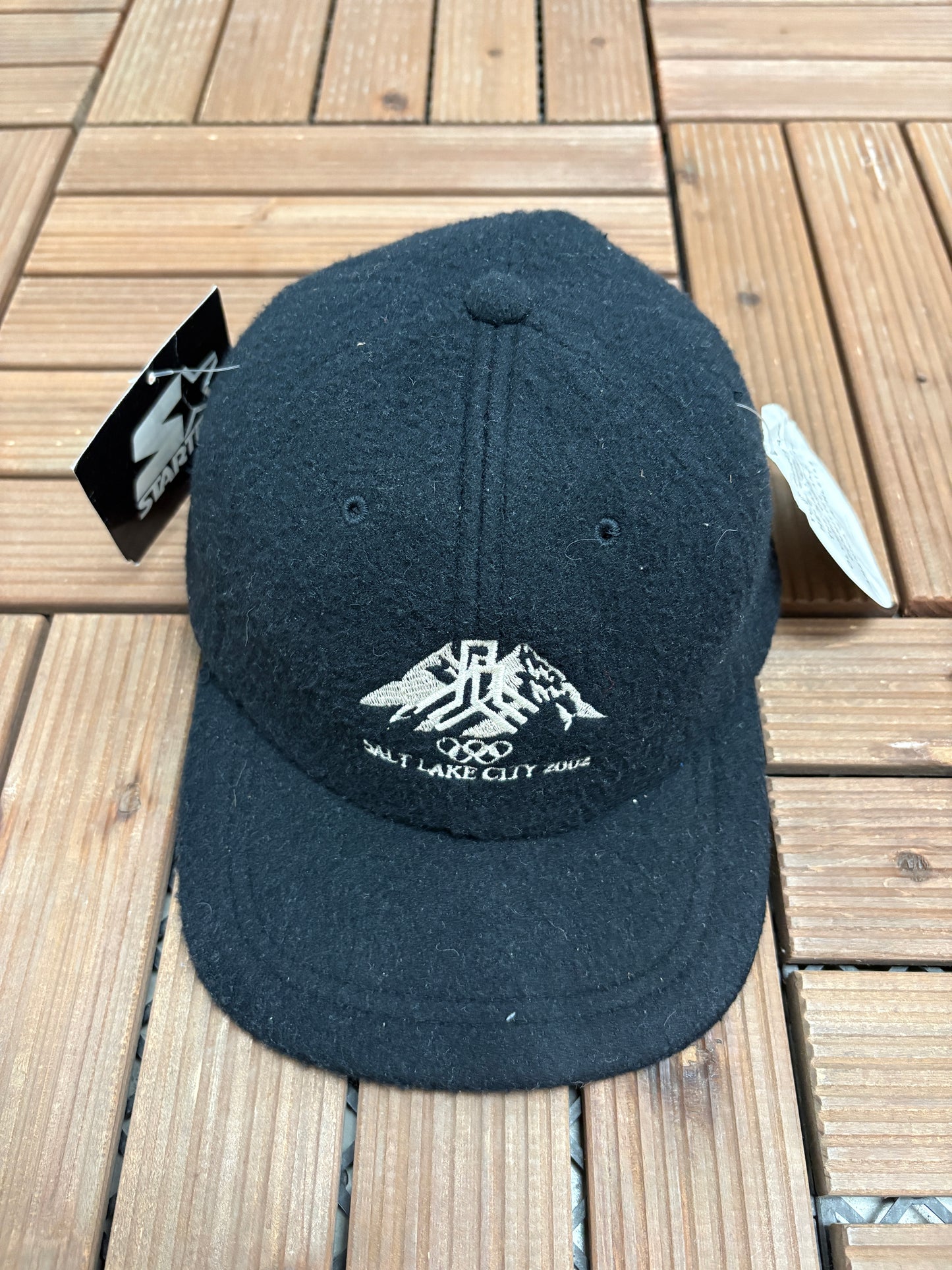Salt Lake City Olympics 2002 Graphic Hat | Strap Back | Vintage 2000s Starter Black Cap |