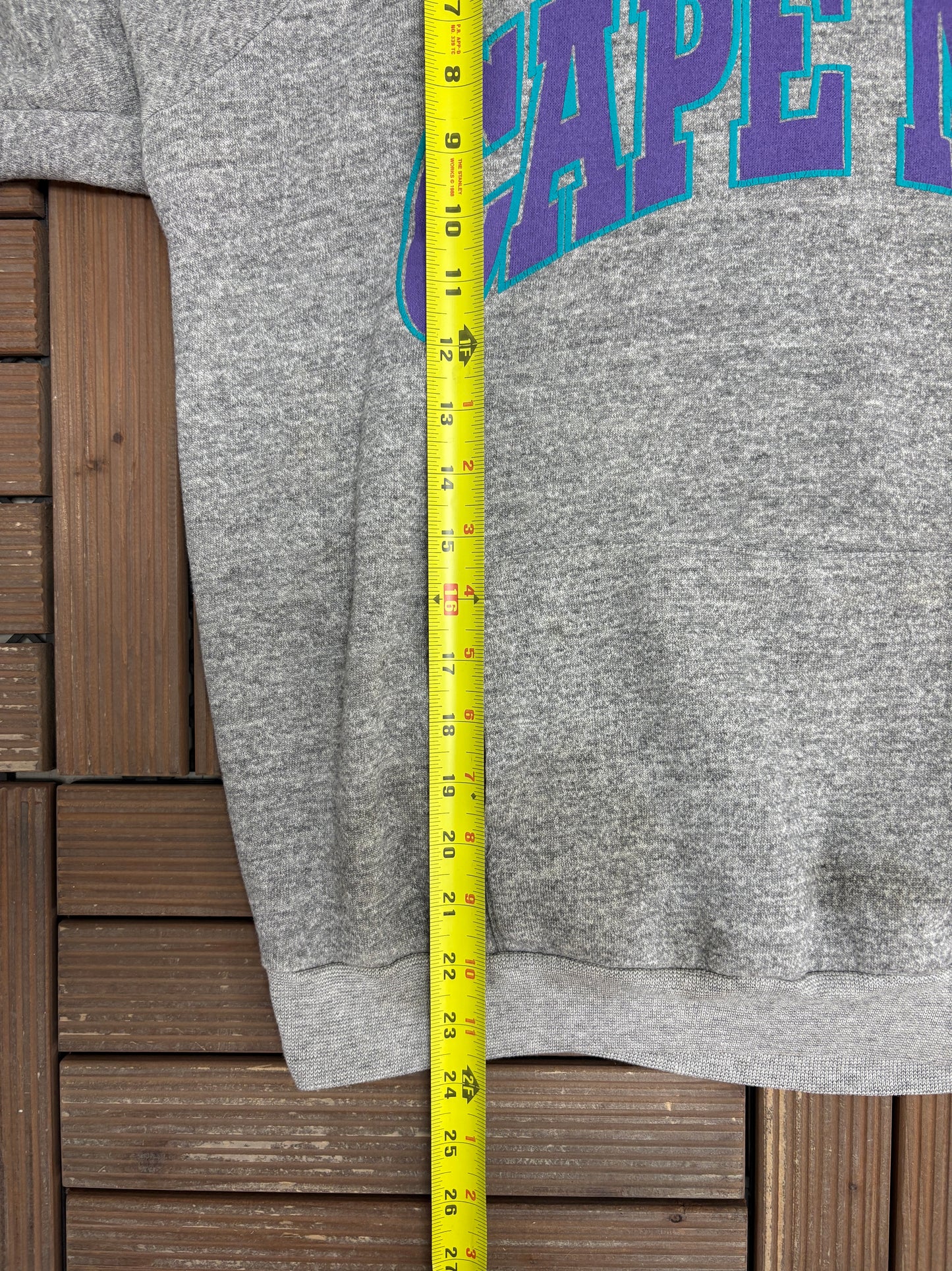 Cape May Spell Out Graphic Hoodie | Size X-Large | Vintage 1980s Grey Tourist Sweater |