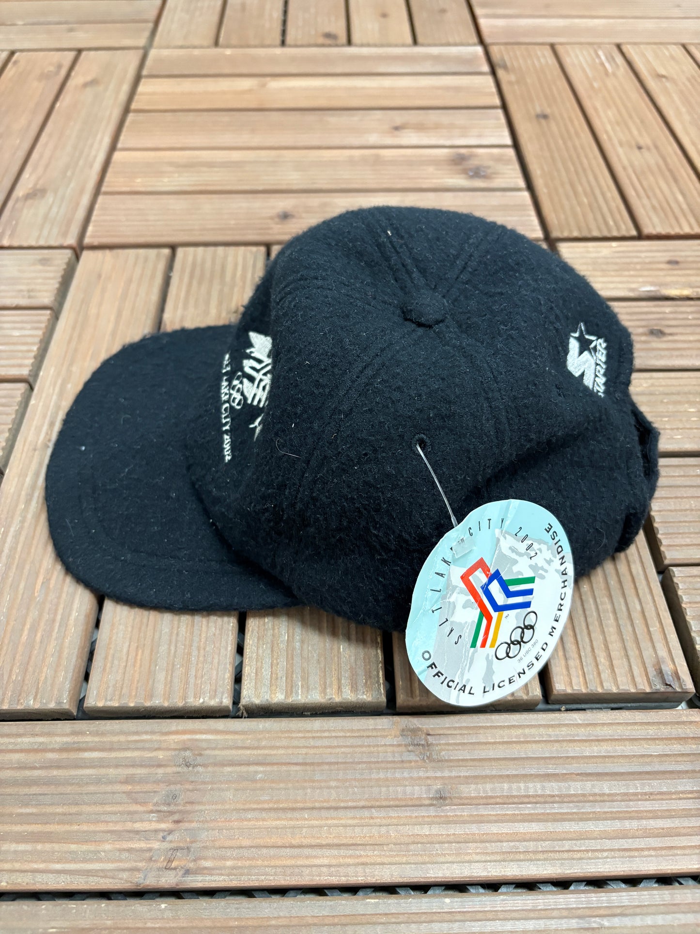 Salt Lake City Olympics 2002 Graphic Hat | Strap Back | Vintage 2000s Starter Black Cap |