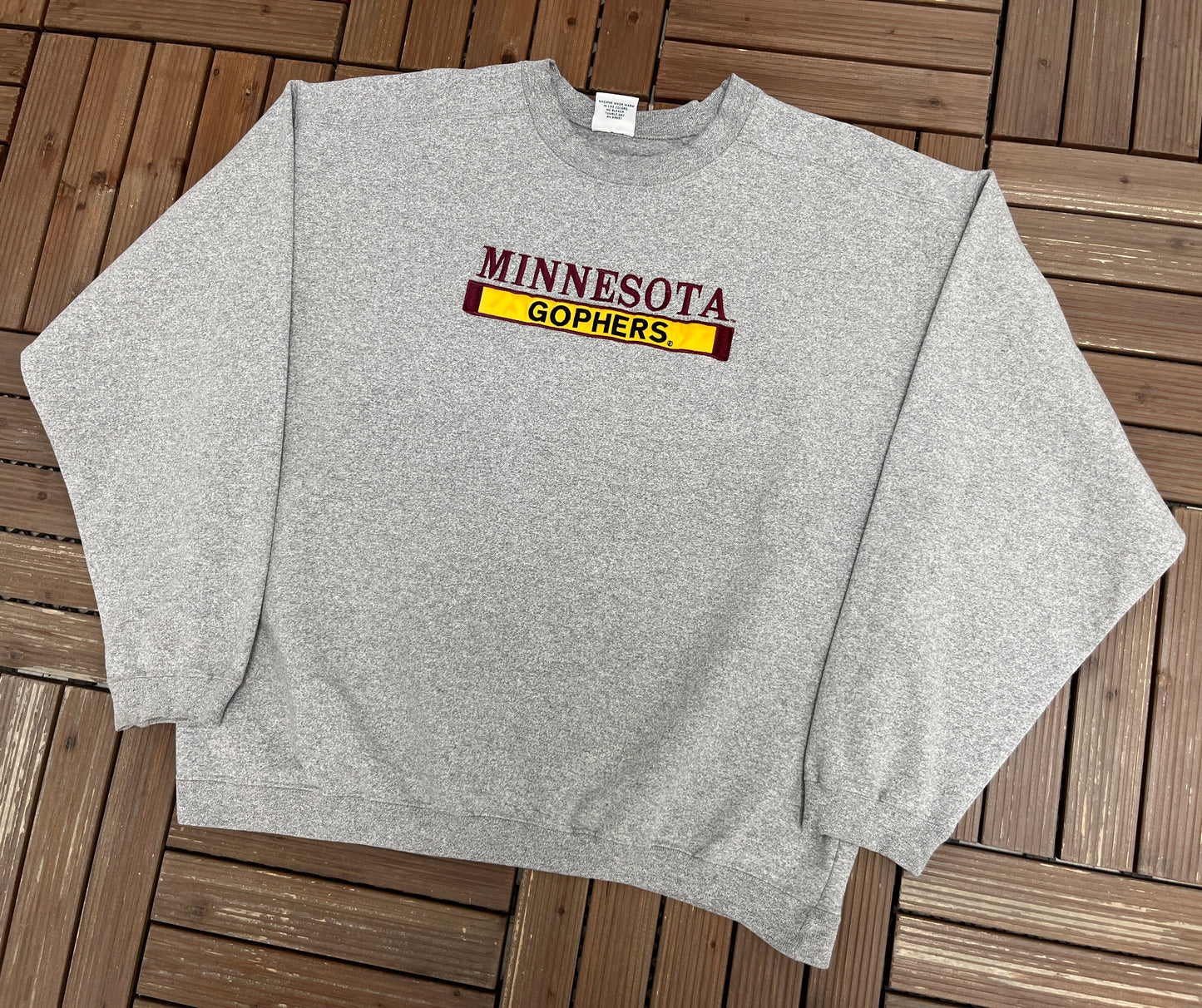 Minnesota Golden Gophers Stitched Graphic Crewneck | Size X-Large | Vintage 1990s College Grey Sweater |