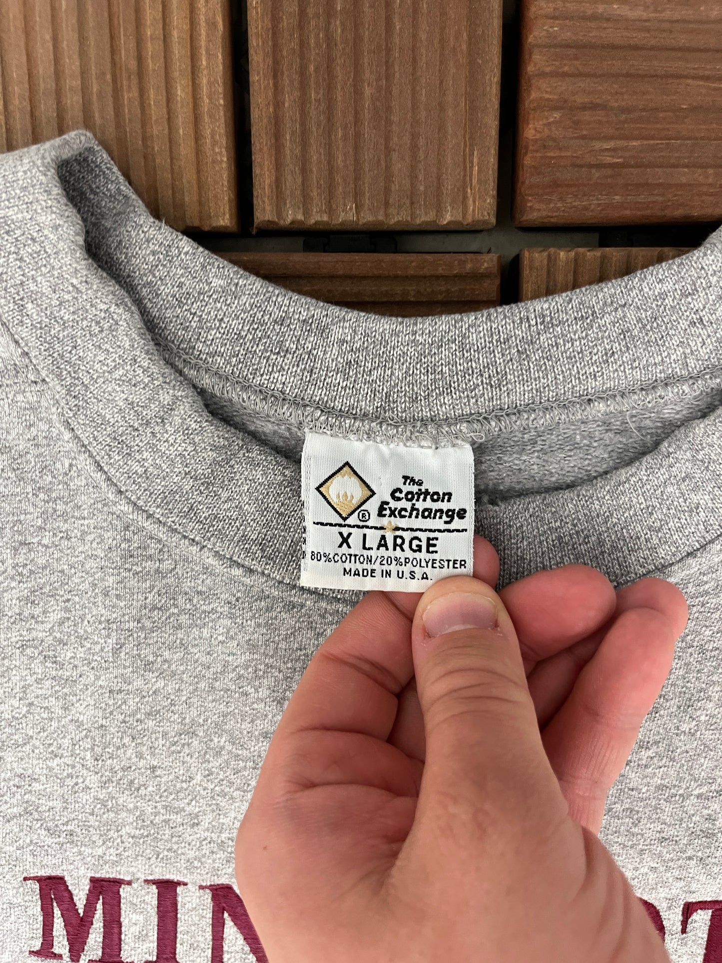Minnesota Golden Gophers Stitched Graphic Crewneck | Size X-Large | Vintage 1990s College Grey Sweater |
