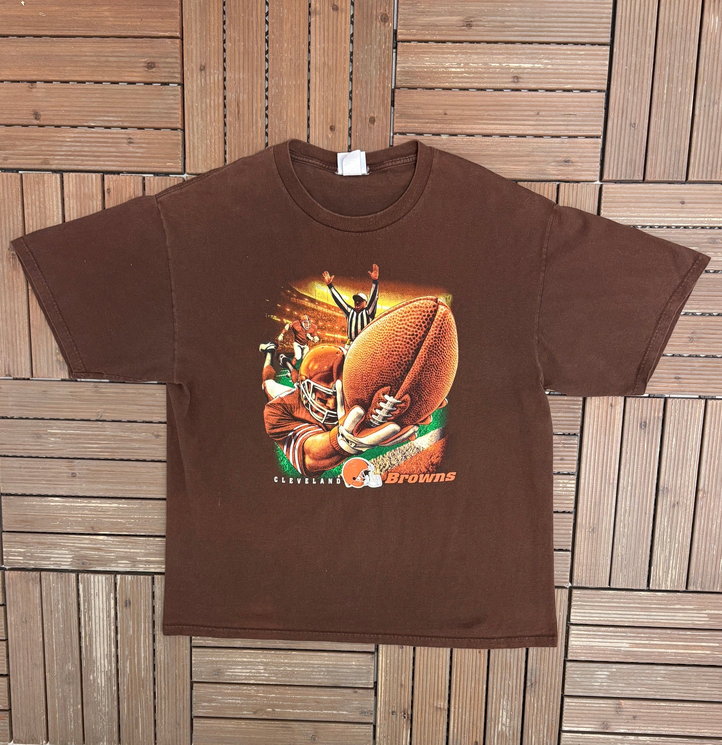 Cleveland Browns Graphic Tee | Size X-Large | Vintage 2000s NFL Football Brown T-Shirt |