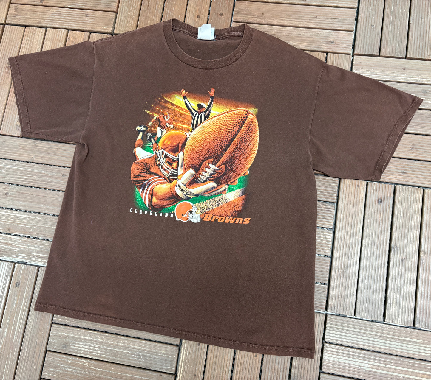 Cleveland Browns Graphic Tee | Size X-Large | Vintage 2000s NFL Football Brown T-Shirt |