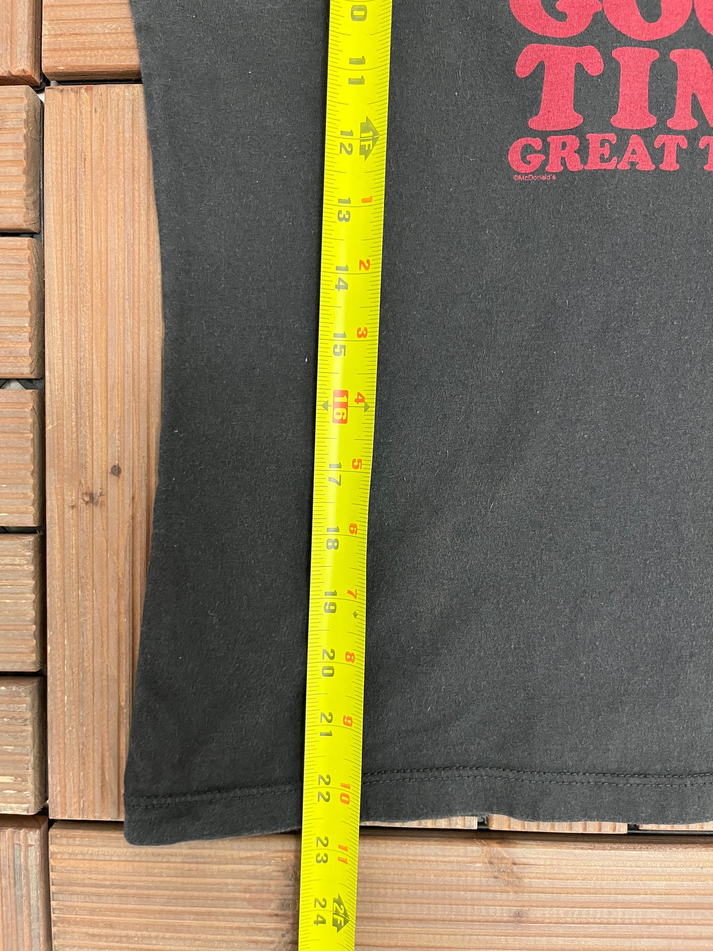 McDonald's Good Time Great Taste Graphic Tee | Size Women's Large | Vintage 1990s Fast Food Promotional Black T-Shirt |