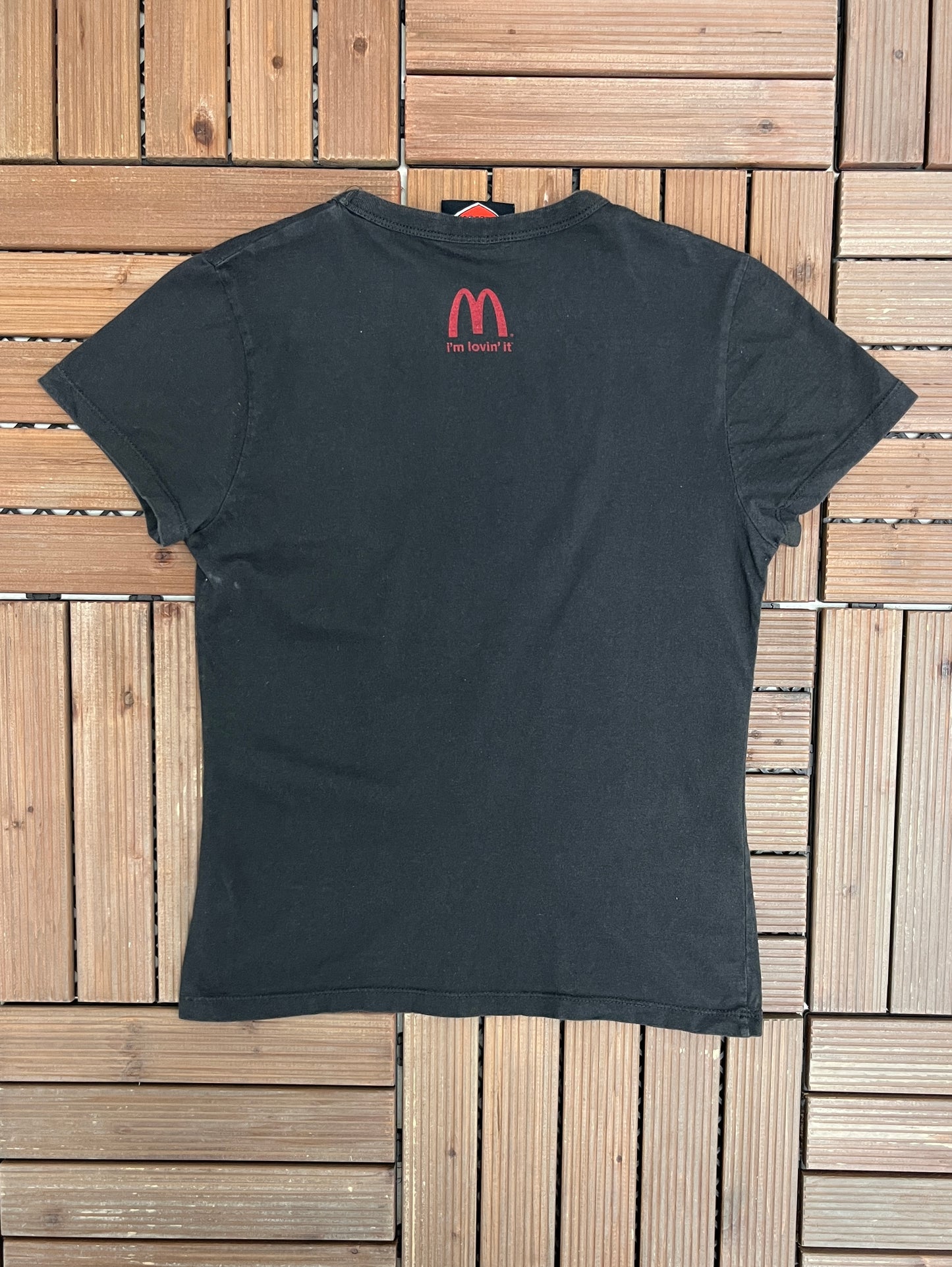 McDonald's Good Time Great Taste Graphic Tee | Size Women's Large | Vintage 1990s Fast Food Promotional Black T-Shirt |