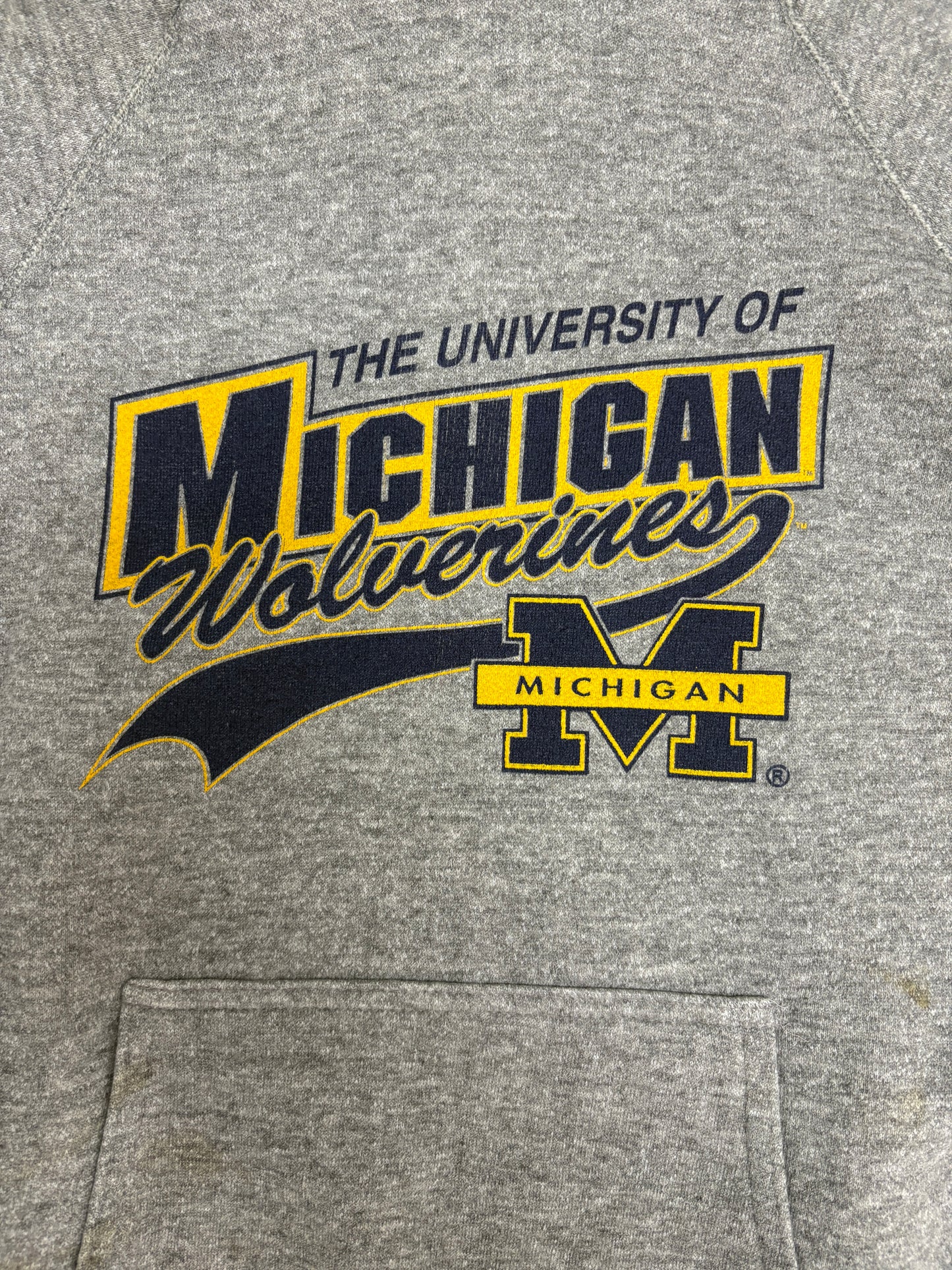 University of Michigan Wolverines Graphic Hoodie | Size Small | Vintage 1990s College Grey Sweatshirt |