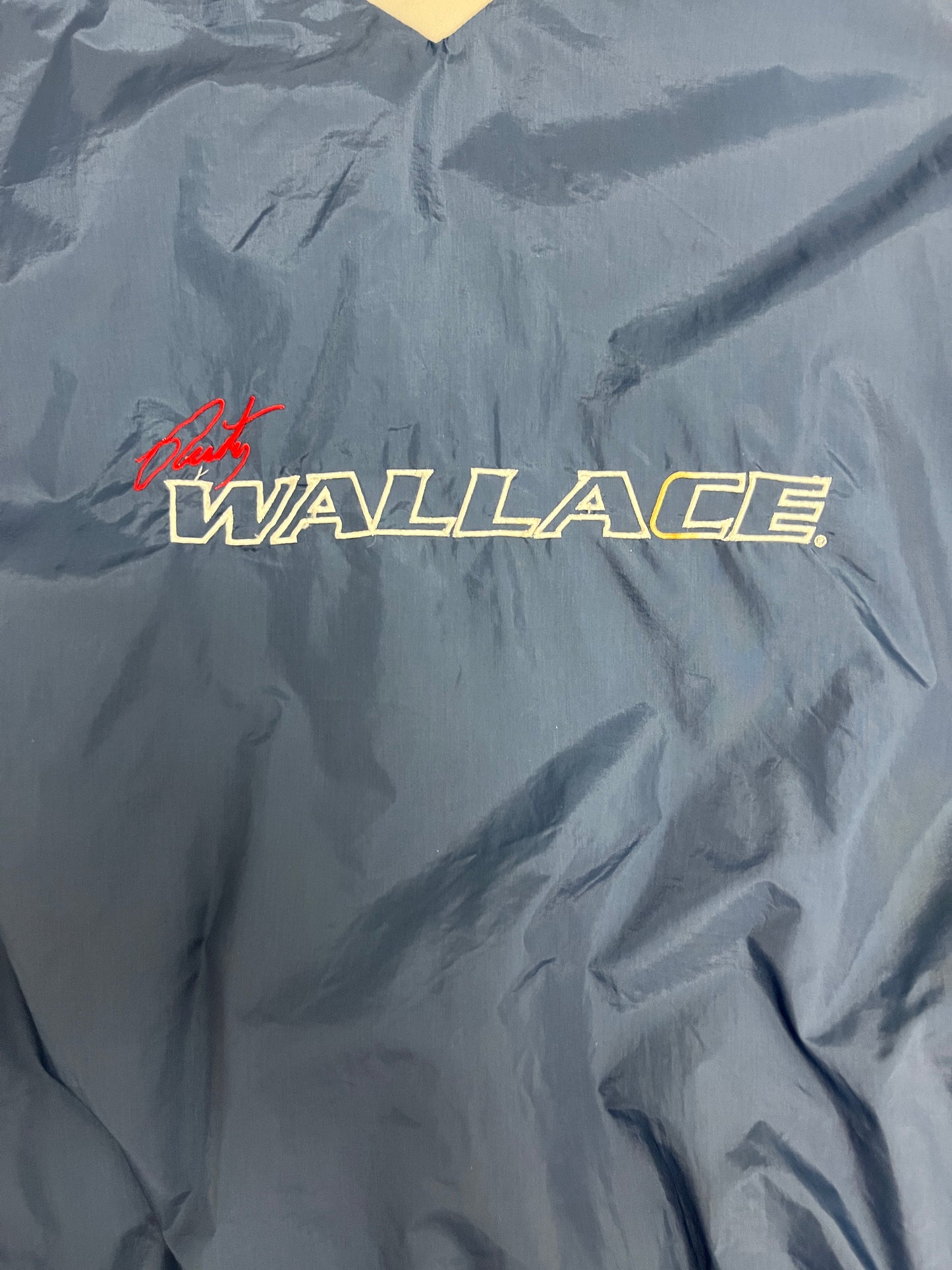 Rusty Wallace Embroidered Graphic Windbreaker Jacket | Size X-Large | Vintage 1990s Racing Blue Windbreaker Coat |
