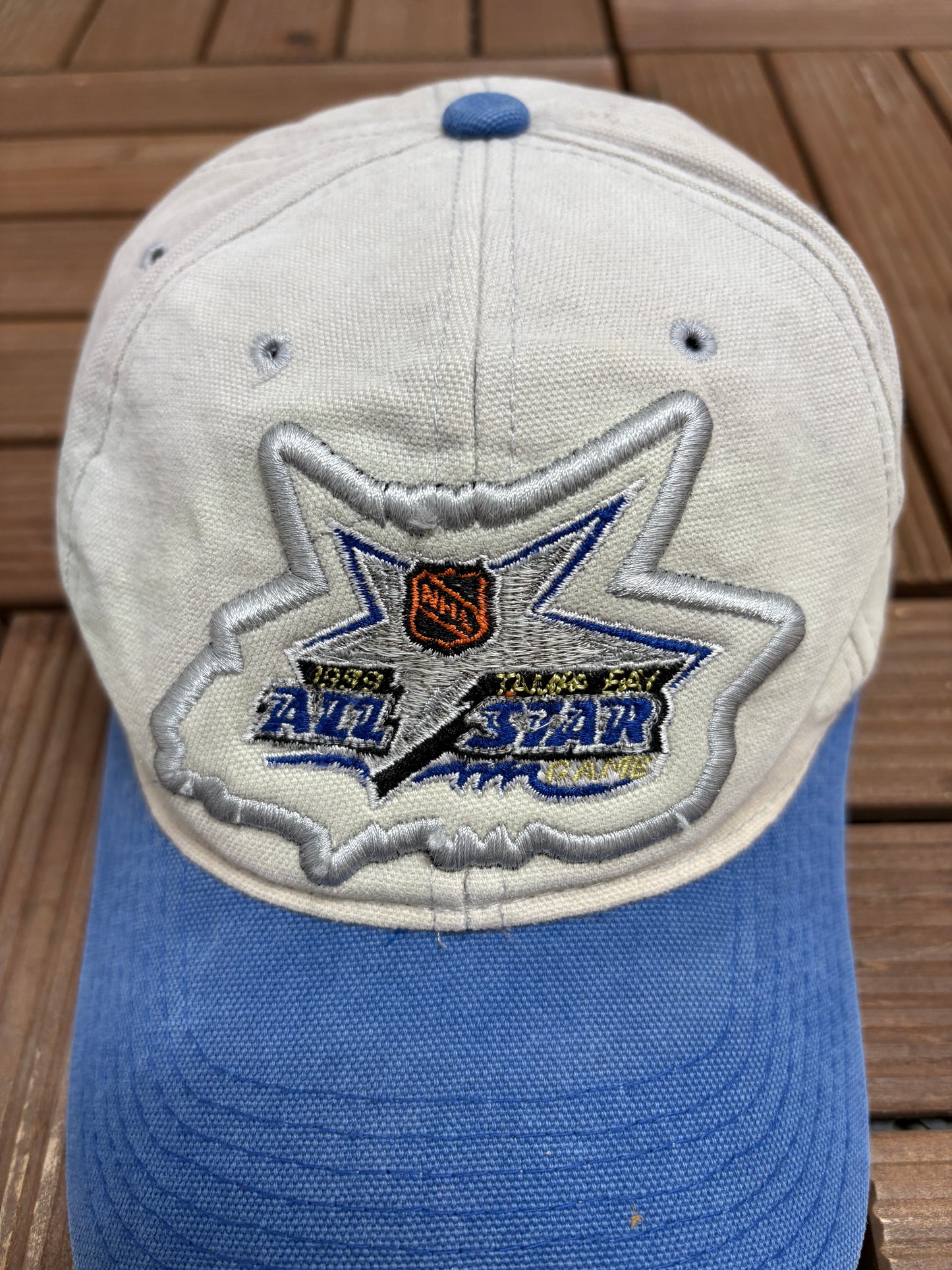 NHL All-Star Game 1999 Tampa Bay Graphic Hat | Strap Back | Vintage 1990s NHL Hockey Grey Cap |