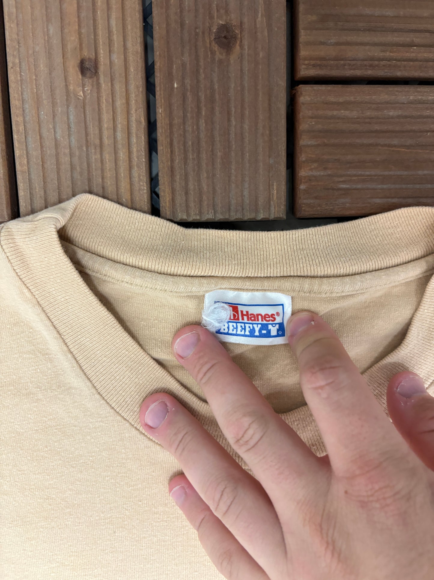 Gonzalez y Martinez Cigars Graphic Tee | Size Large | Vintage 1990s Promotional Beige T-Shirt |