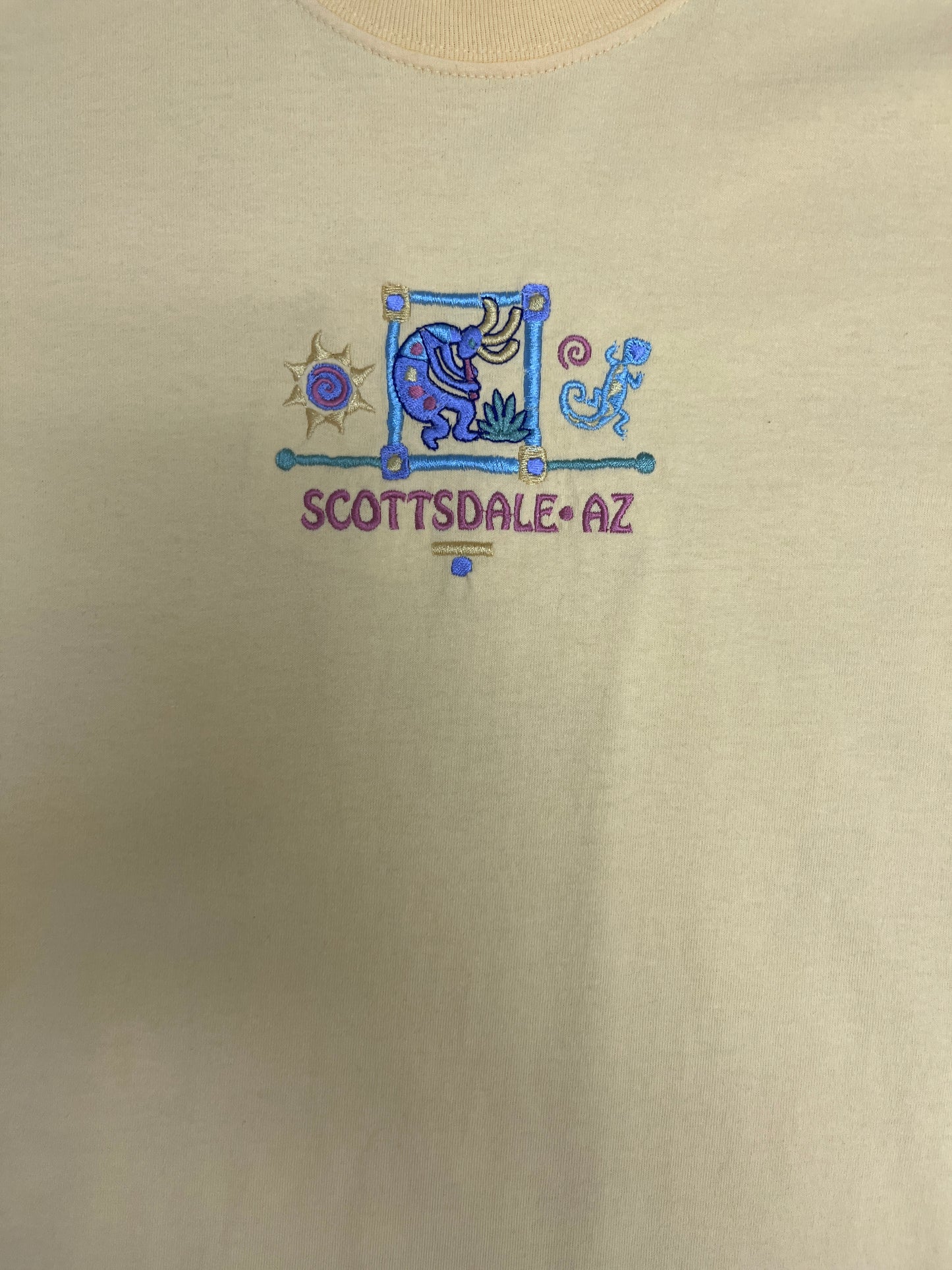 Scottsdale, Arizona Embroidered Graphic Tee | Size X-Large | Vintage 2000s Tourist Yellow T-Shirt |