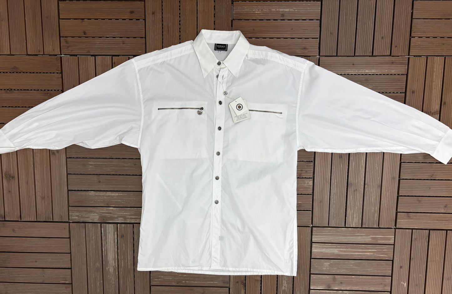 Versace Jeans Couture Button Down Shirt | Size Medium | Branded White Button Down Collared Shirt |